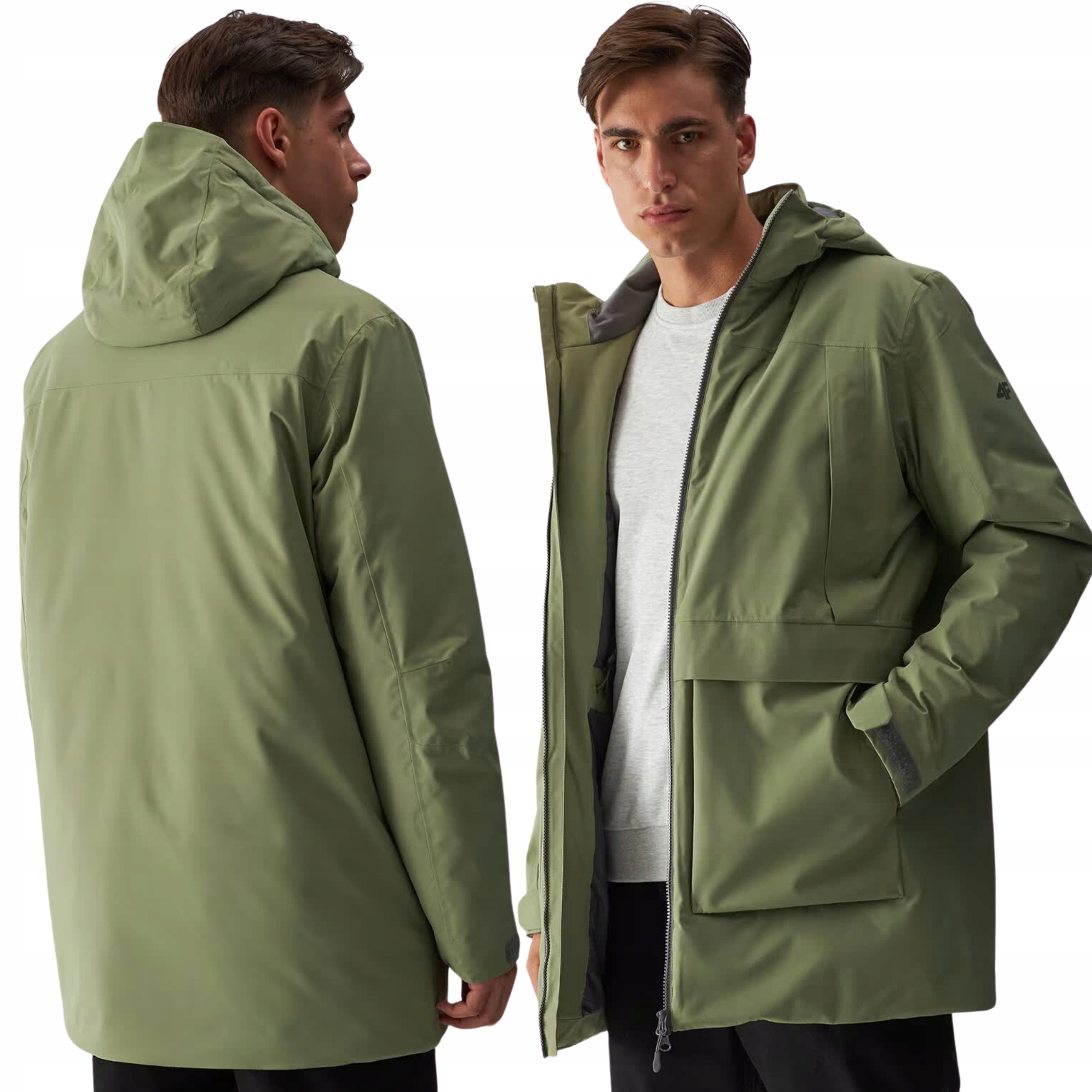 Bunda 4F Pánská Zimní Parka S Kapucí Dlouhá Sportovní Membrána vel. S