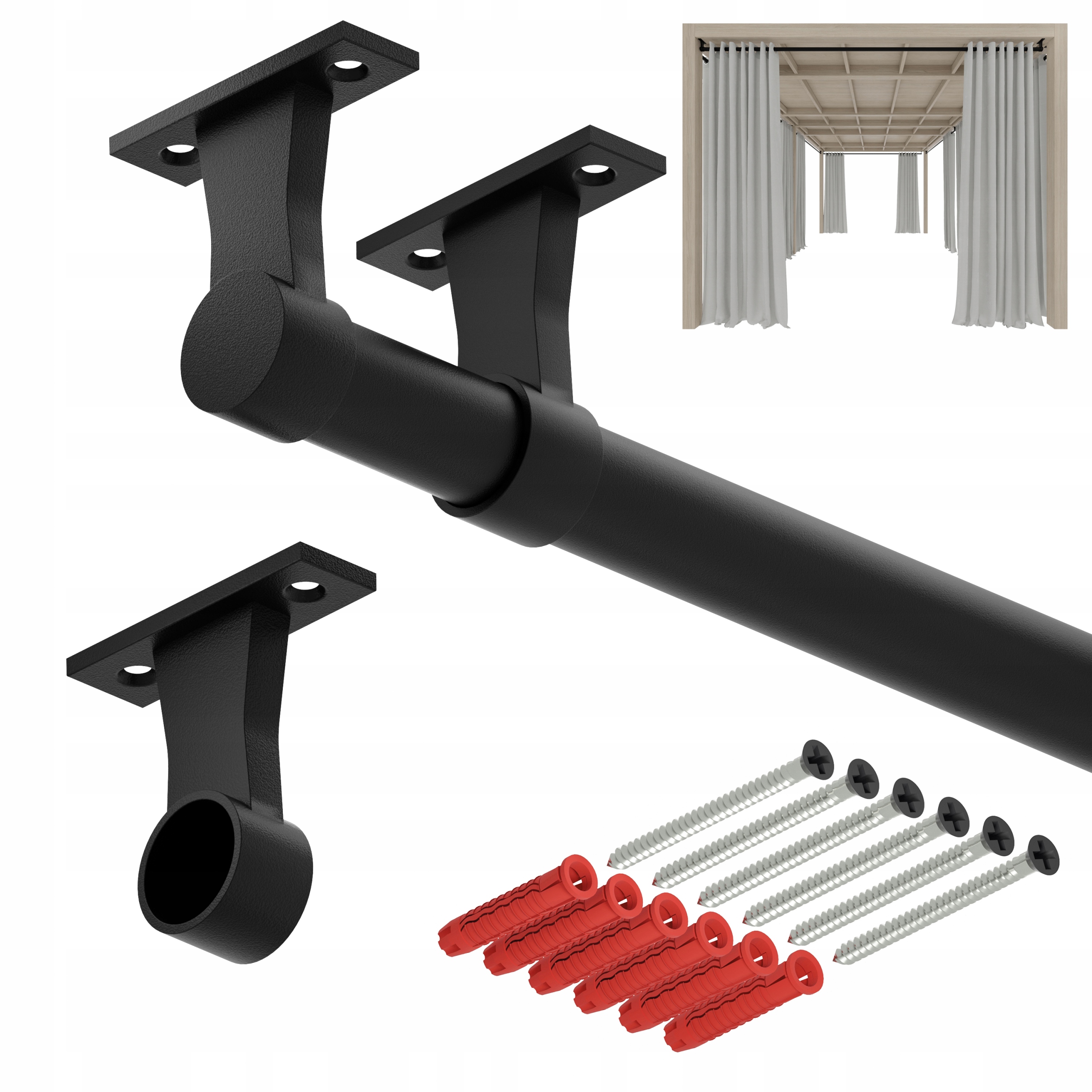 Tyč na zahradní záclony do altánku balkon Terasa E fi 25mm 400cm struktura