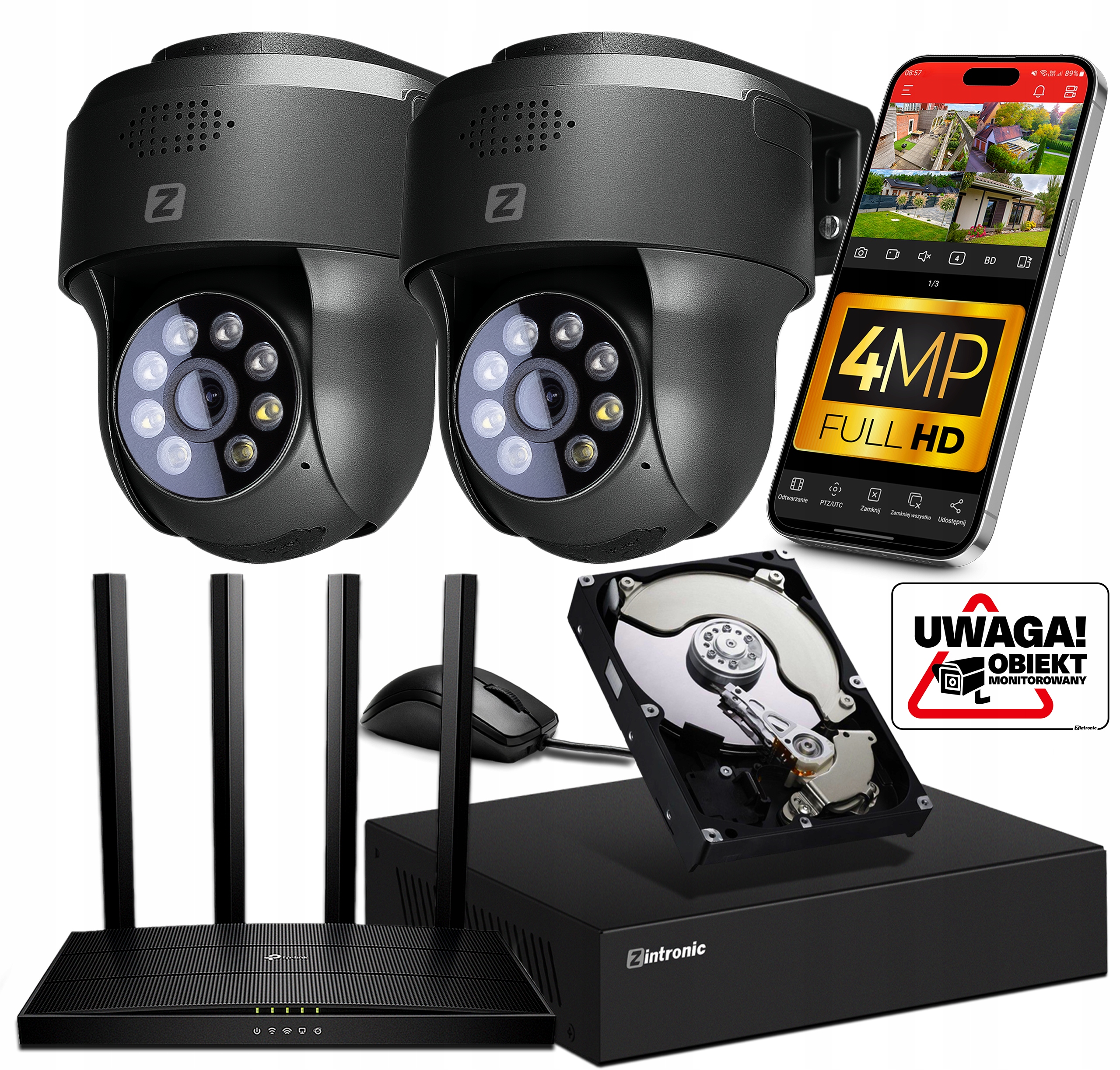 2 Ip Kamery P4 Dark WiFi 4MPx sada pro Monitorování