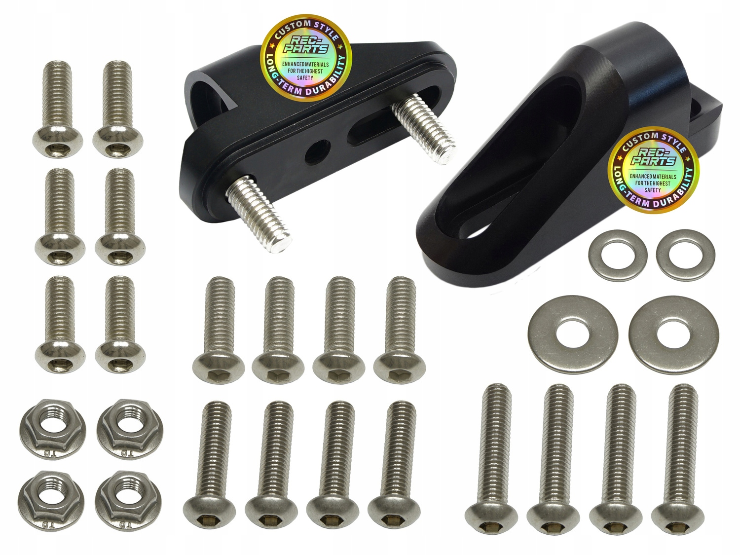 Mocowania Lusterek Cnc Uchwyty do Owiewki Adaptery Czarne Rozstaw 27-43 mm