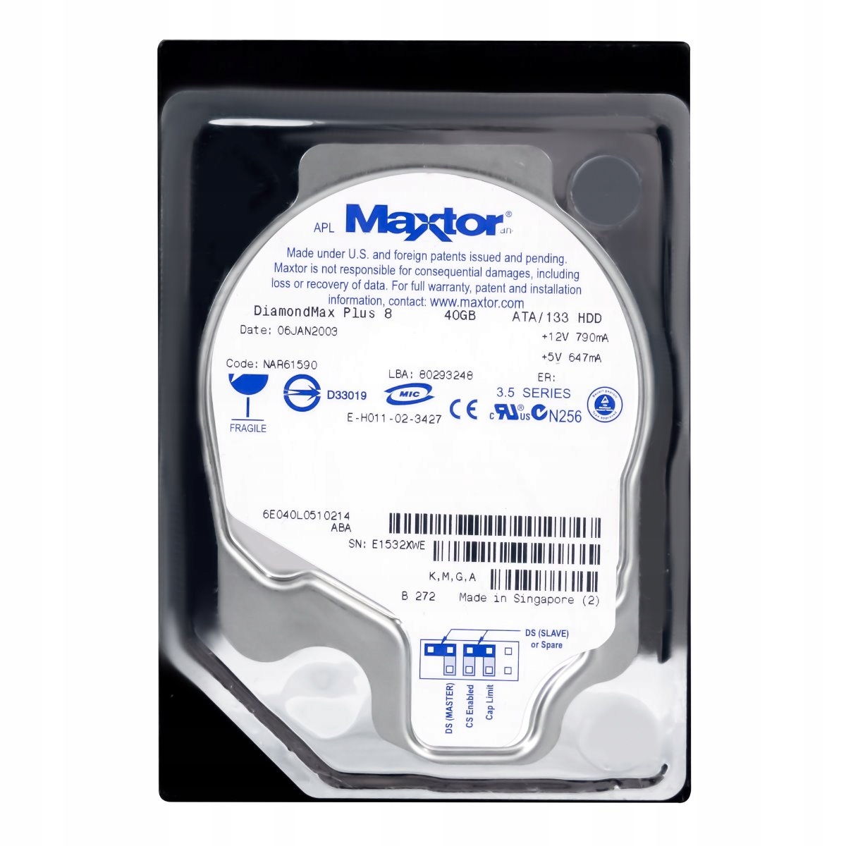 Maxtor DiamondMax Plus 8 40GB 7.2K 2MB Ata 3.5" 6E040L0