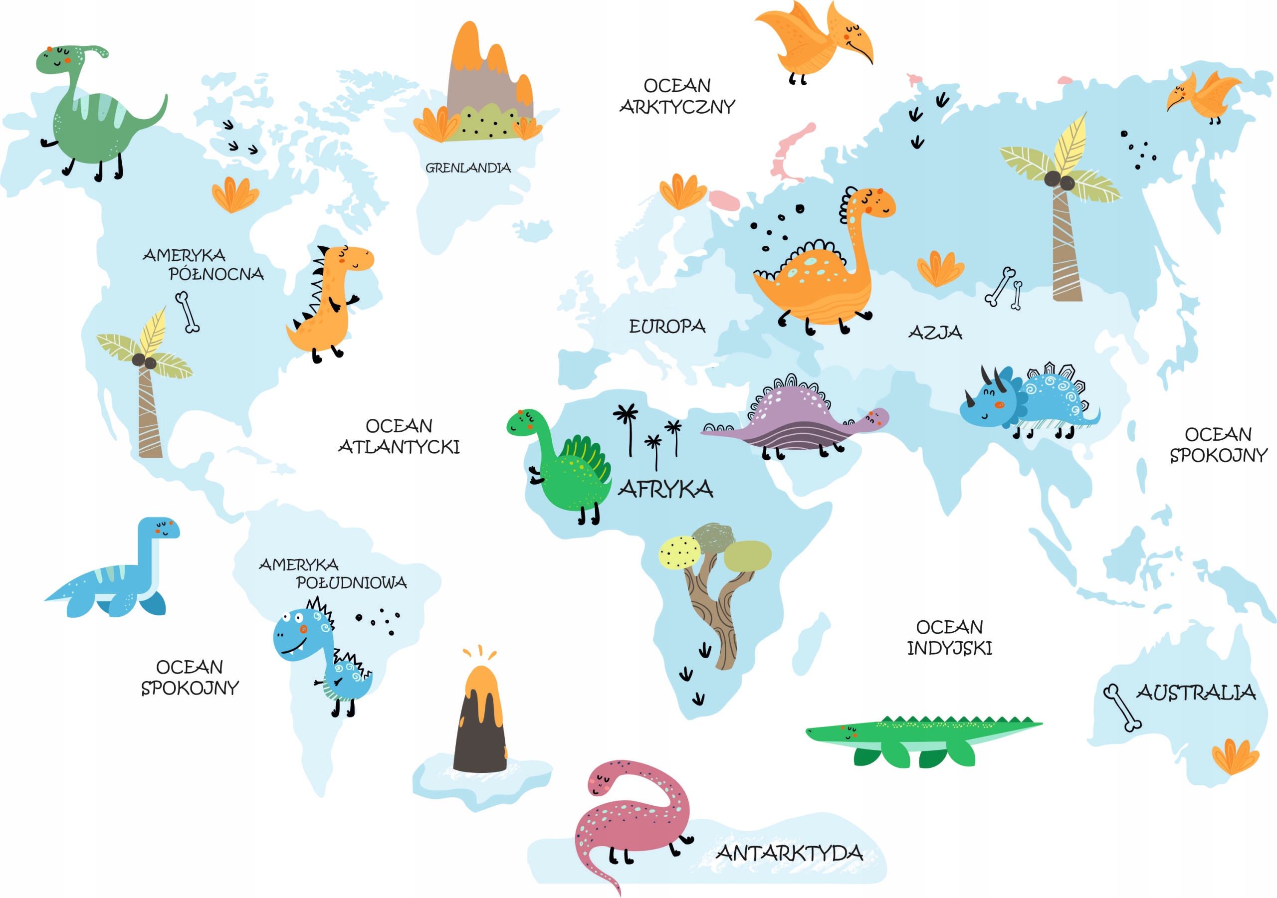 

Naklejka Mapa Świata 7 Dinozaury dla dzieci 125cm