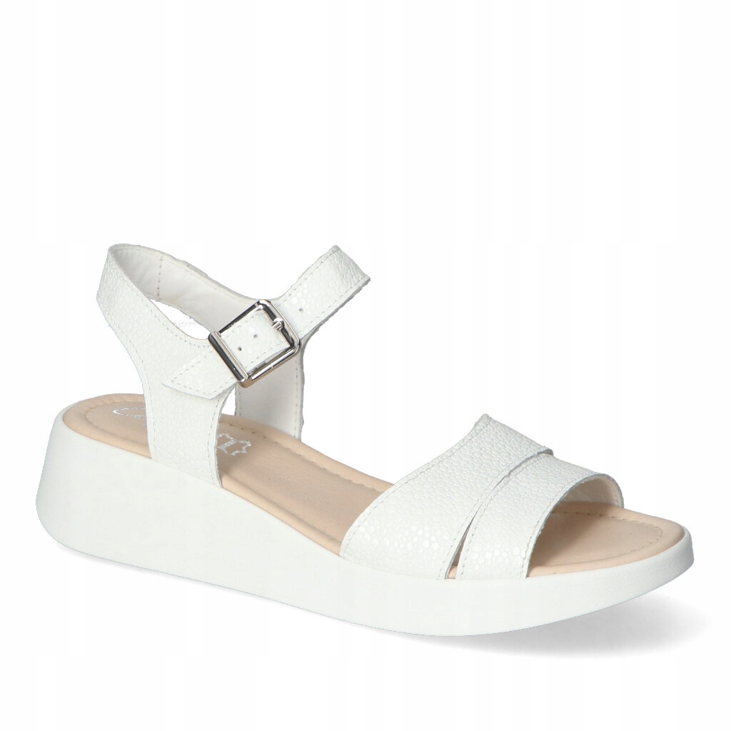 Sandál Dámské Contes Bílé Kožené Puntíky 40