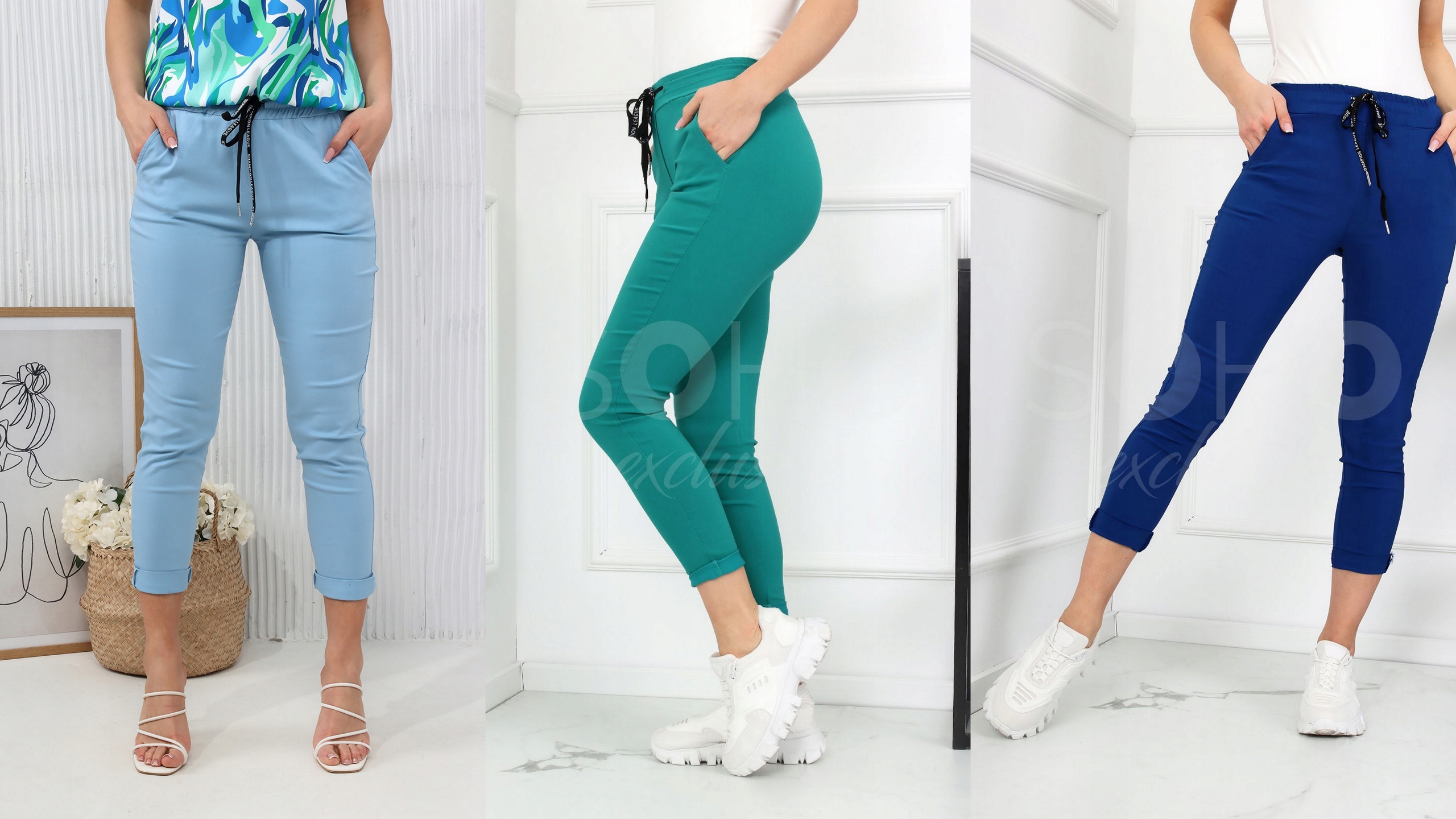 SPODNIE DAMSKIE CYGARETKI ELEGANCKIE KLASYCZNE KOBIECE RURKI 46 3XL KOLORY Wzór dominujący inny wzór