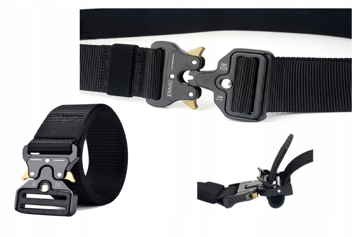 

Pas Taktyczny Czarny militarny wojskowy Klamra X