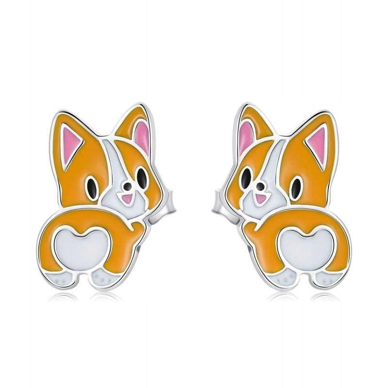 

Piękne srebrne kolczyki Urocze Pieski S925