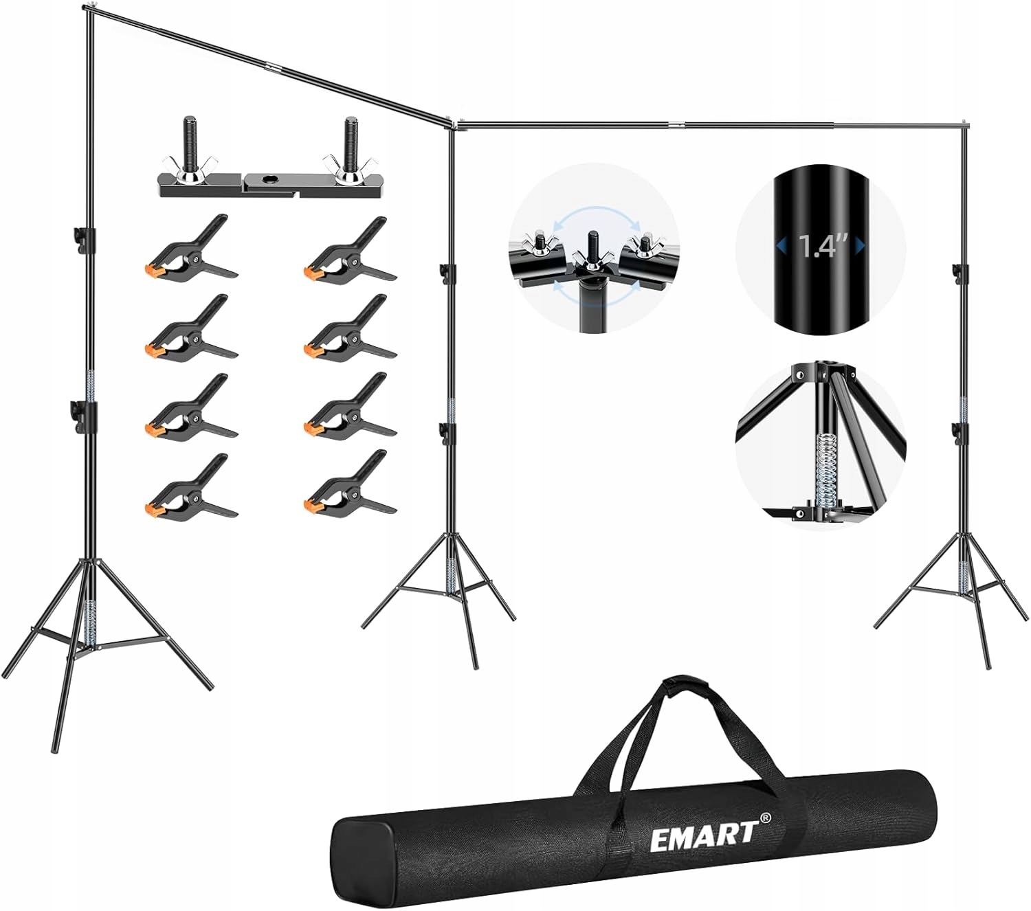 Sada pro zavěšení fotografického pozadí Emart EM-BS3060, 3 m x 6 m, Černá