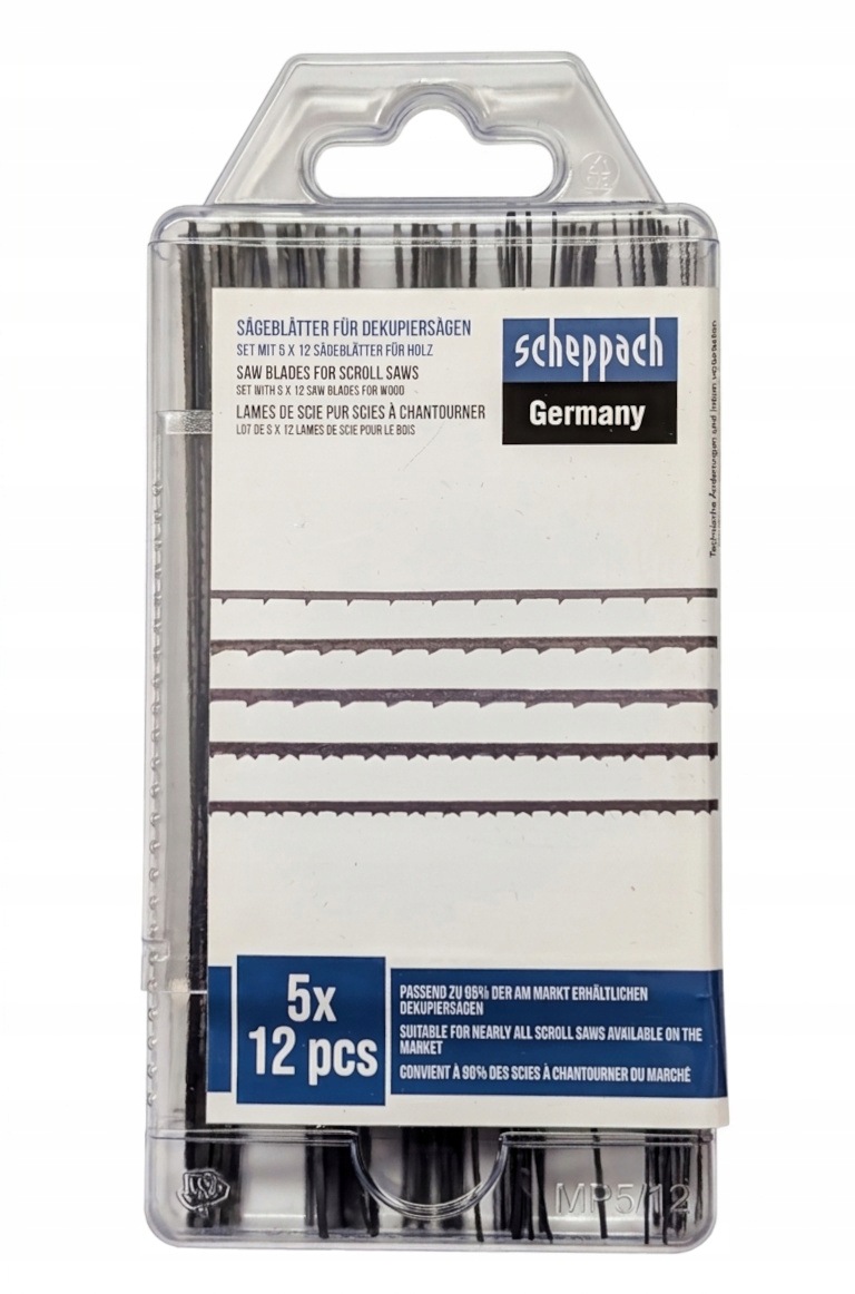 Zestaw brzeszczotów Scheppach do wyrzynarki włośnicy Deco-flex 5 x 12 szt.