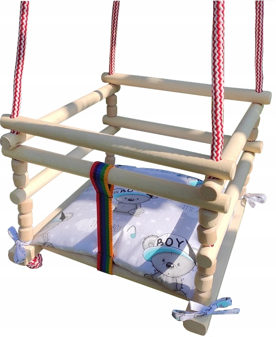 HUŚTAWKA DREWNIANA do zawieszenia +PODUSIA natural