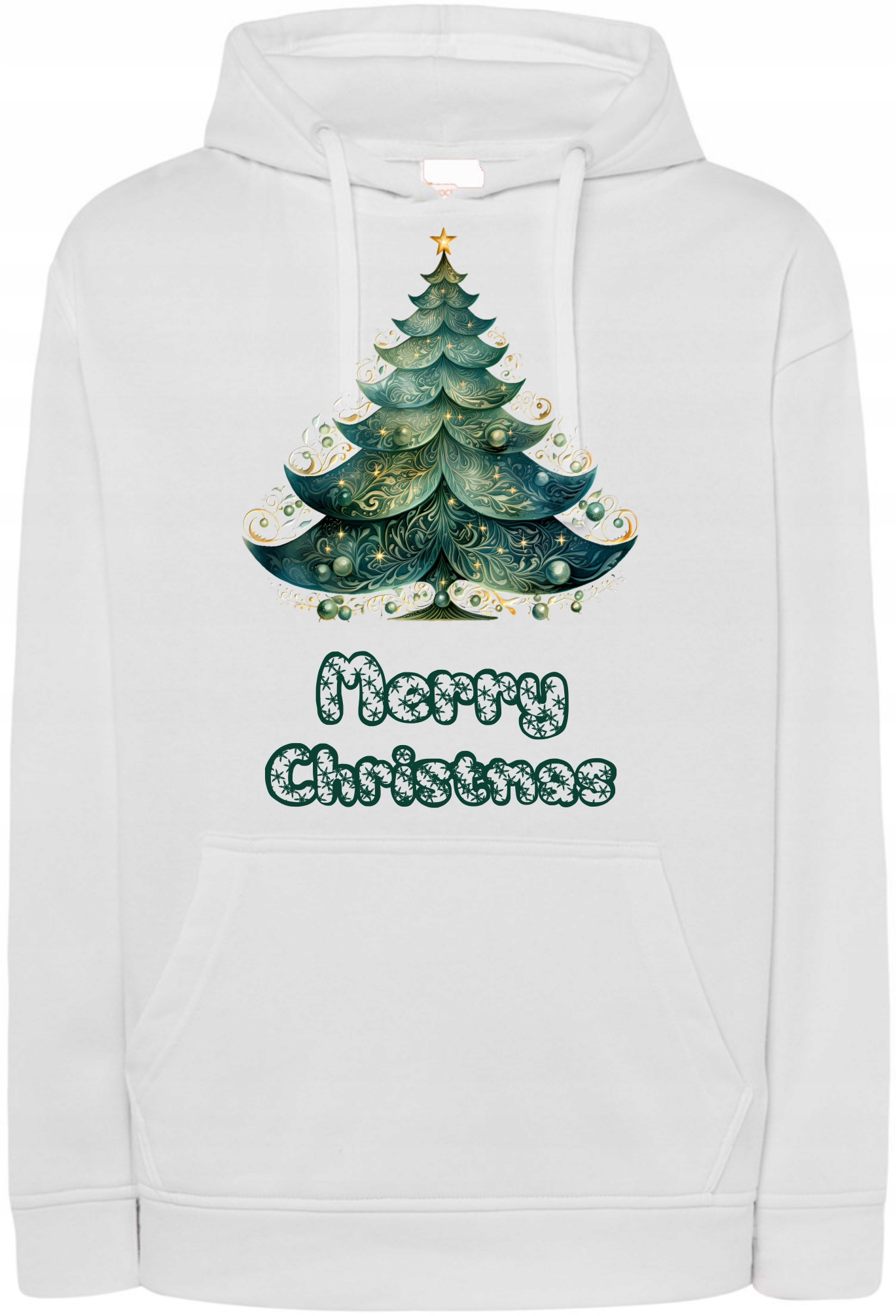 Vánoční Mikina s kapucí se zeleným vánočním stromečkem Veselé Vánoce rL