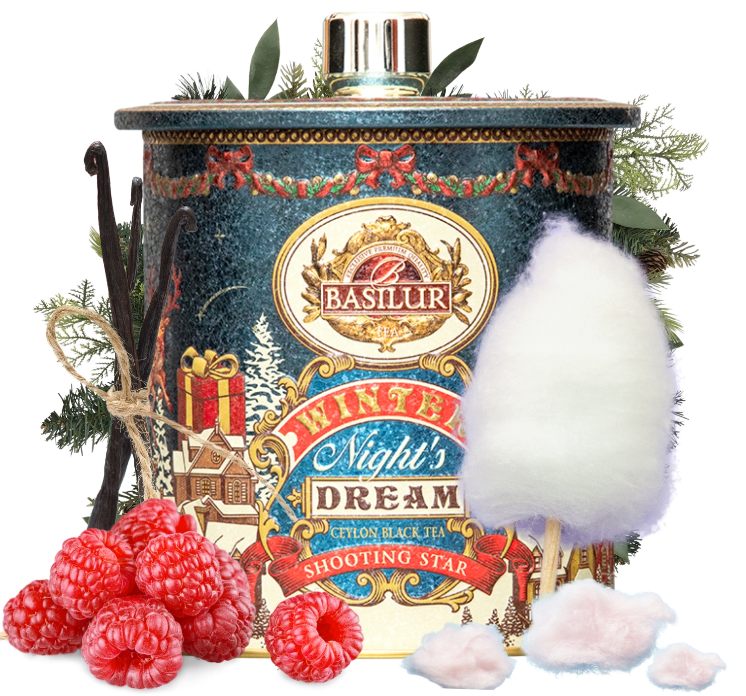 Levně Basilur Shooting Star čaj černý Cukrová Vata pyramidy Vánoce 30 ks