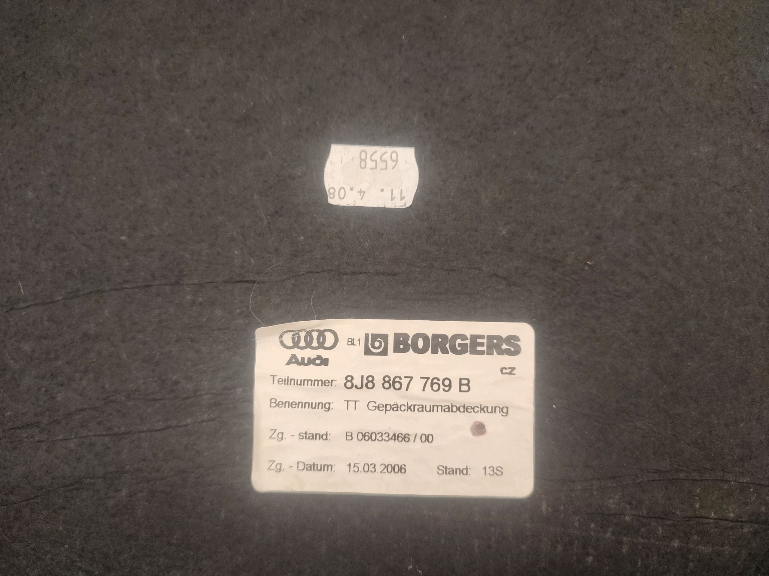 plato boot rear part rear AUDI TT 8J COUPE 8J8867769B