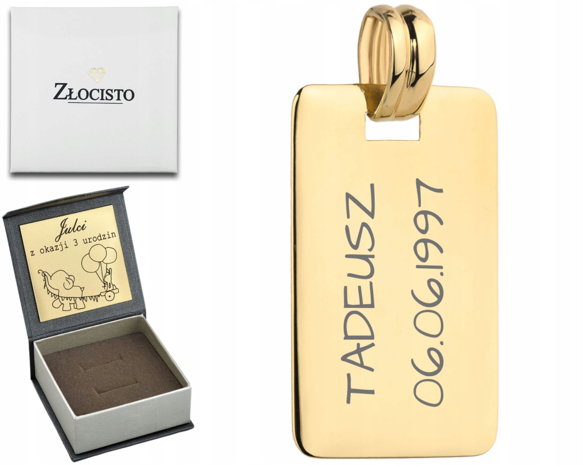 Zlatý přívěsek Přívěsek Hladký Obdélník Pod Gravírování Zlato 585 Jako Dárek