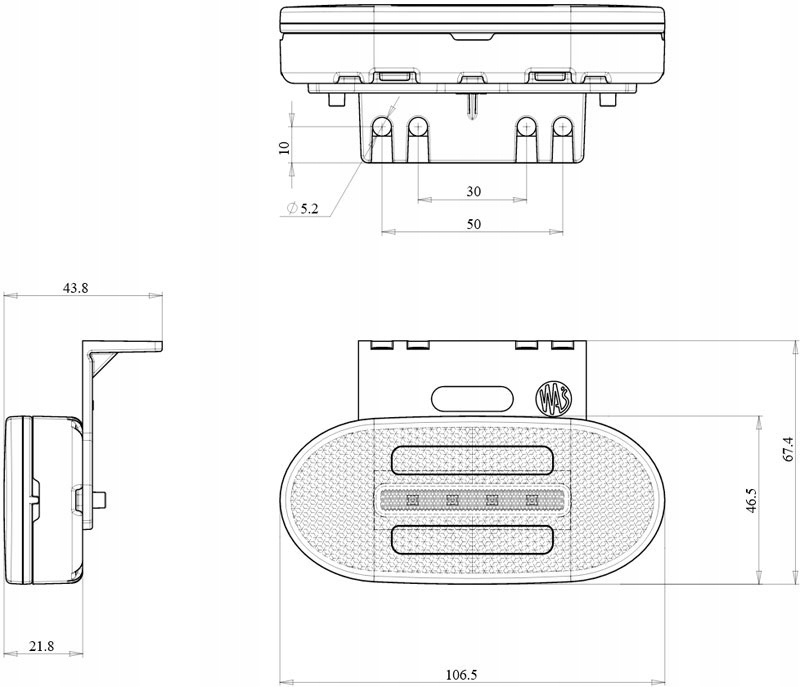 LAMPA OBRYSOWA PRZEDNIA BIAŁA TIR LAWETA 12/24V Strona zabudowy uniwersalne