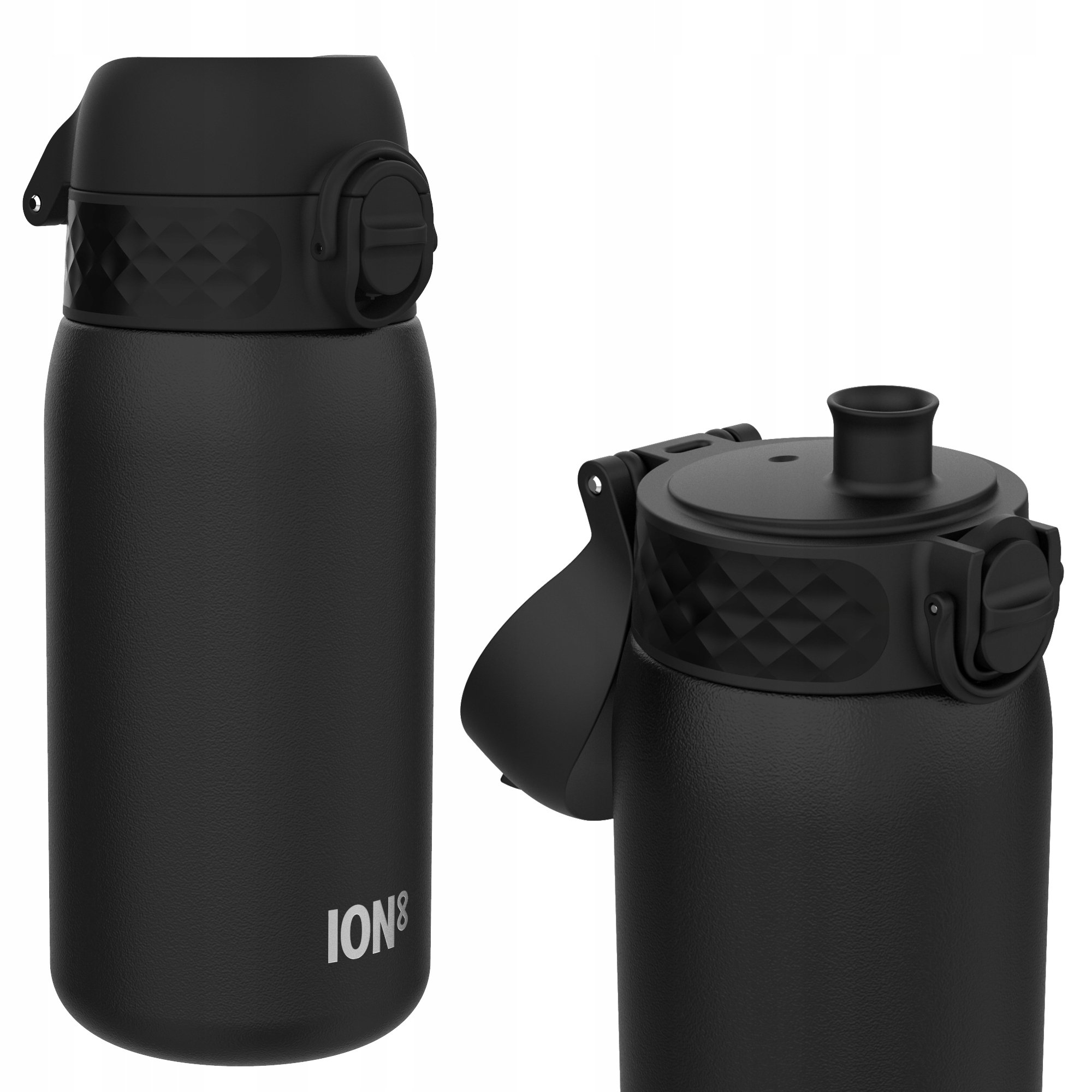 Termiczny Bidon Czarny Mały Stalowy -atest Pzh- Premium- ION8 0,33 L 320 ml