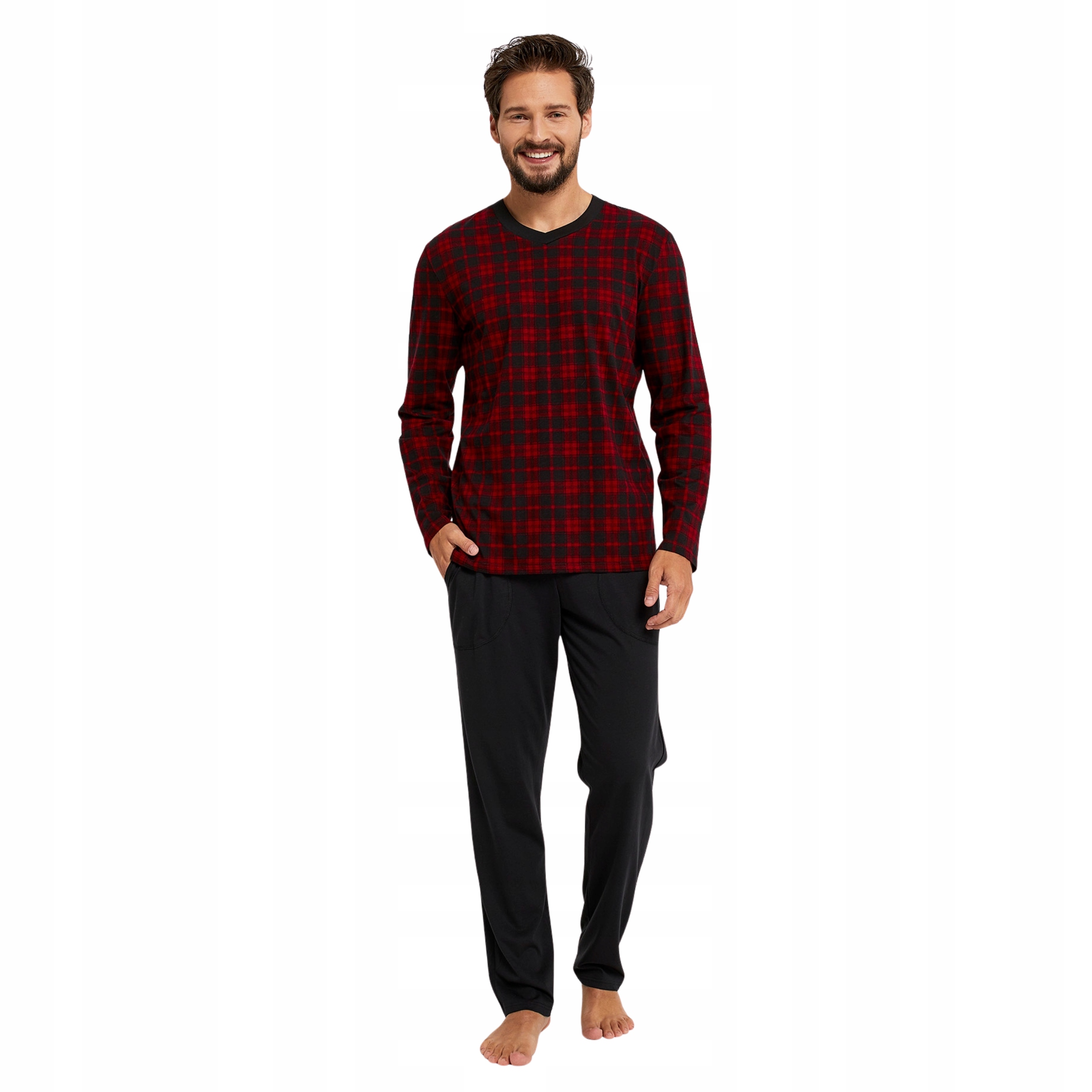 Pánské pyžamo Eliasz dlouhý rukáv tisk/černé XXL Italian Fashion