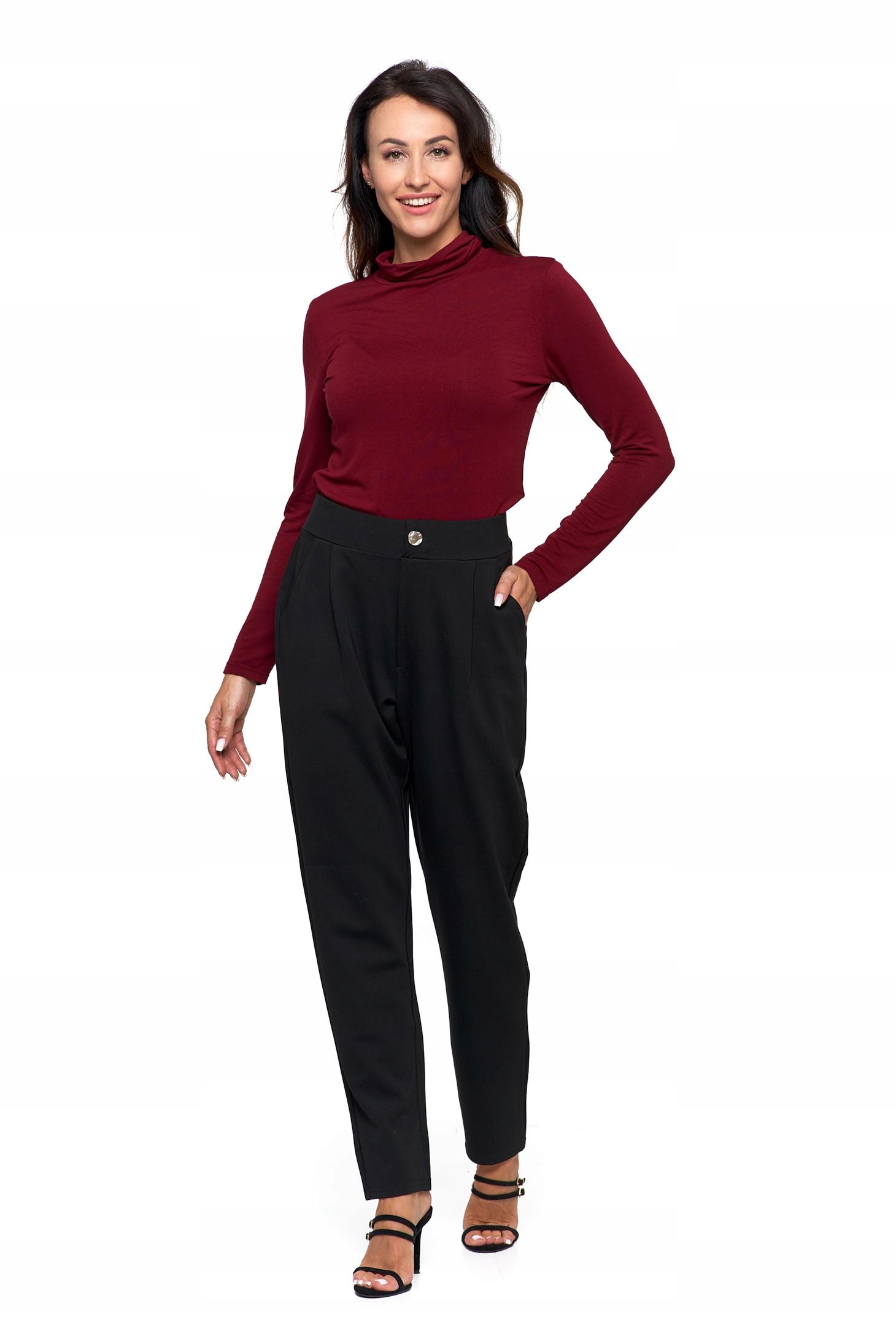 Spodnie Damskie Czarne Eleganckie MORAJ - M/L Wzór dominujący bez wzoru