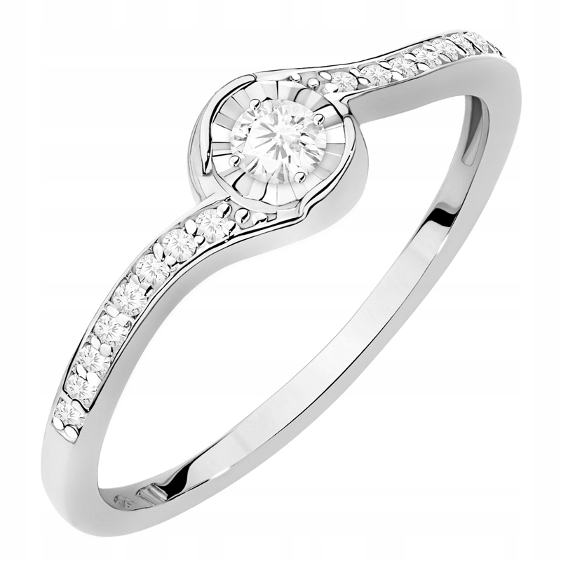 Klasický Zlatý Prstýnek Zásnubní pr 585 s brilianty 0.16ct 14k