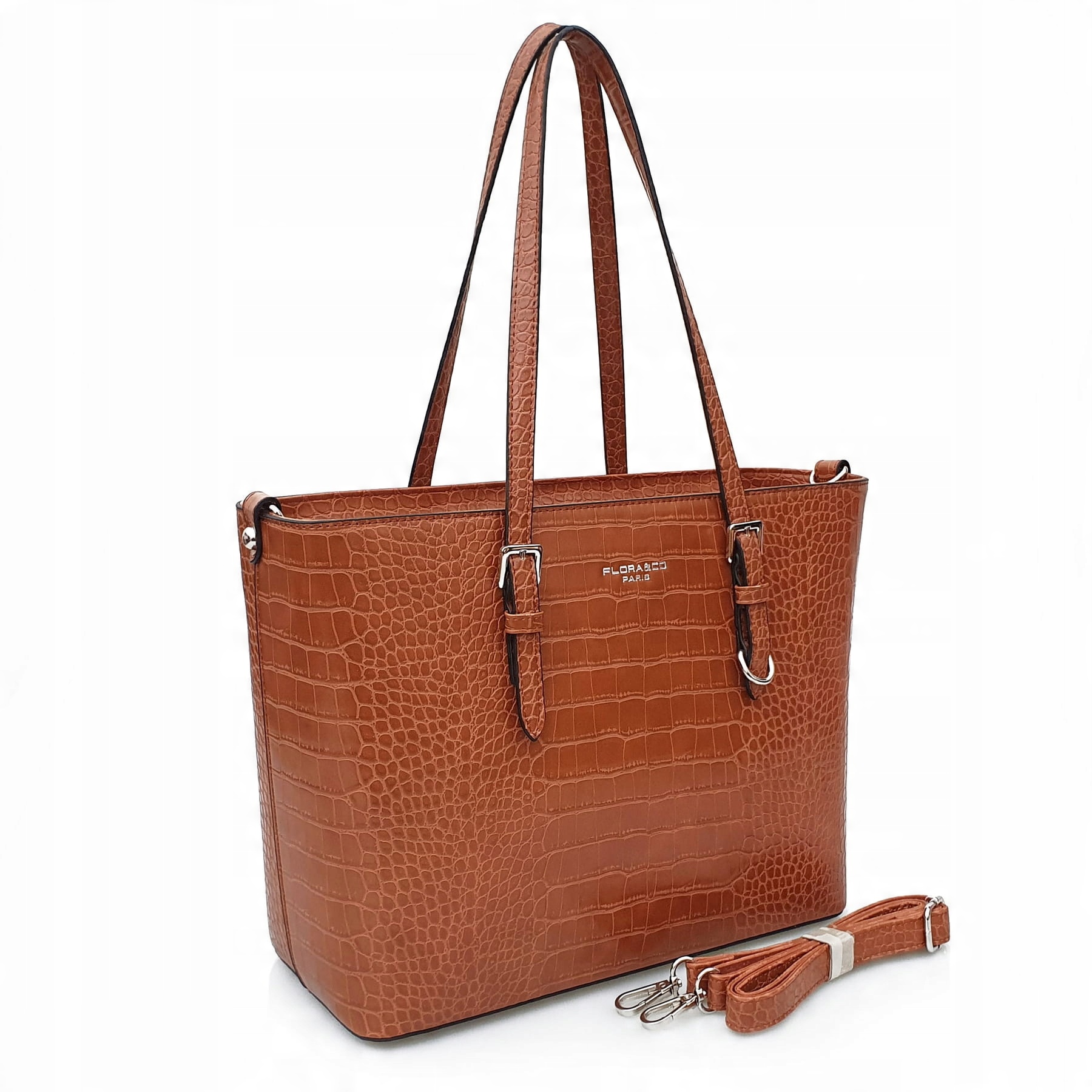 

Flora&co torebka sztywna trapez kroko Camel