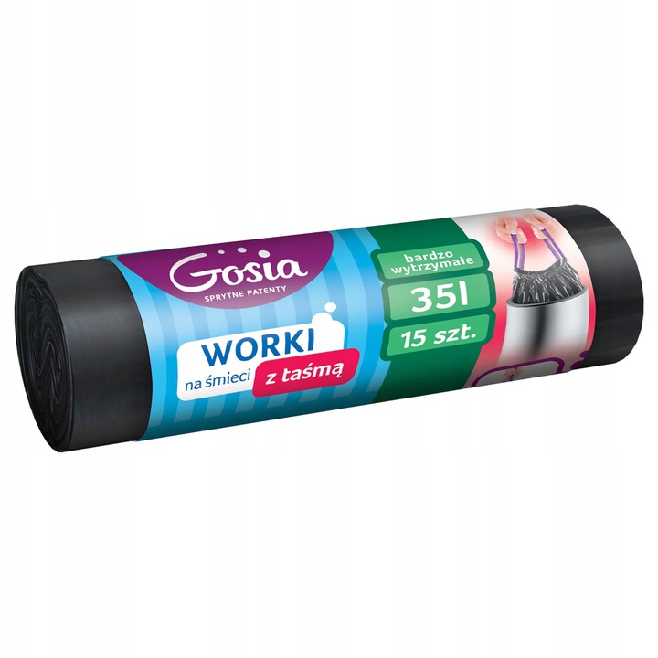 

Gosia Worki na śmieci Ldpe z taśmą czarne 35l