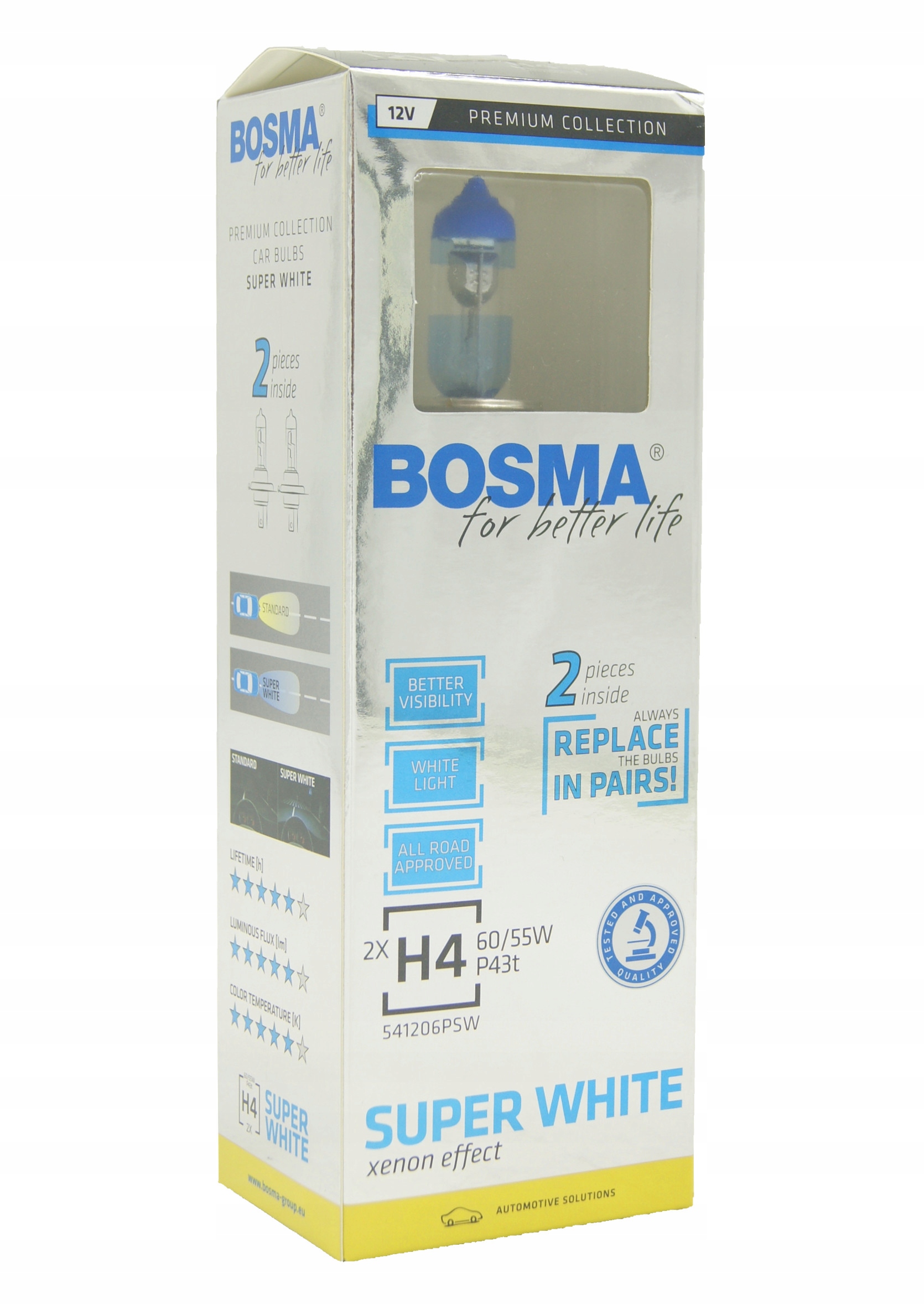 

Bosma H4 White Premium 12V 60/55W 2szt