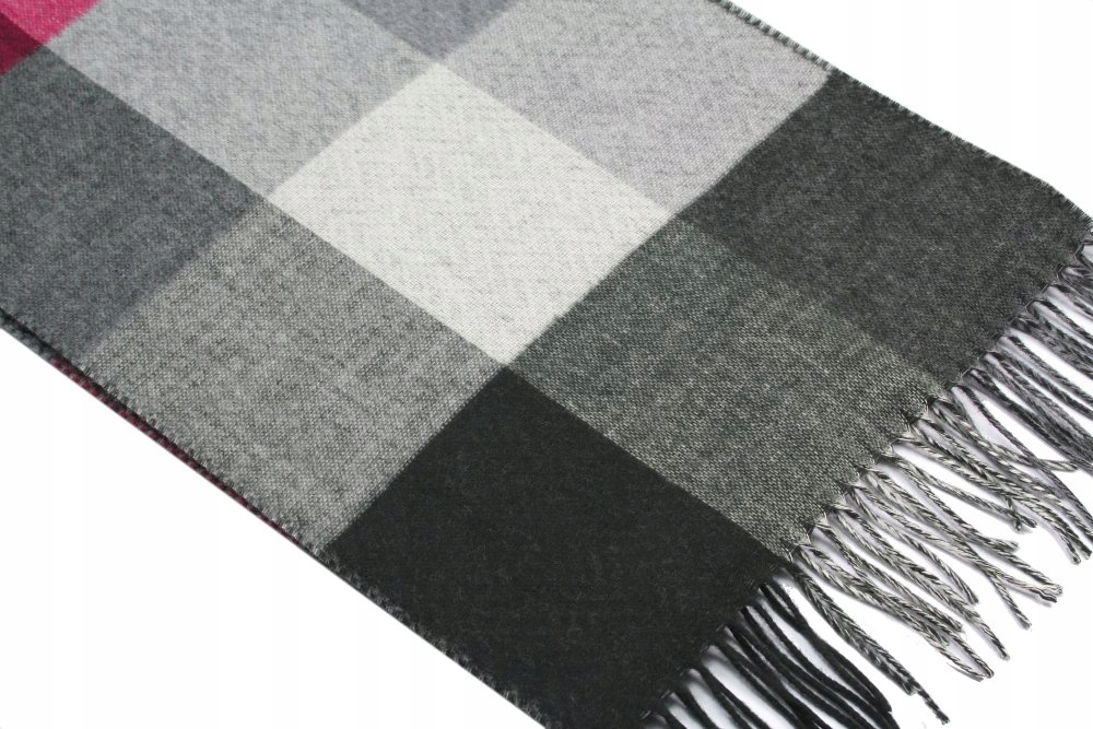 Szaro-Różowy Szalik w Kratkę V.Fraas -Cashmink Marka inna