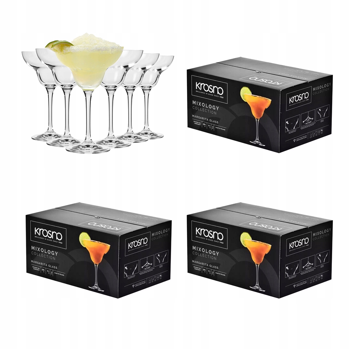 Poháre na margaritu Drinky Koktaily Avant-Garde Krosno 24ks Sada