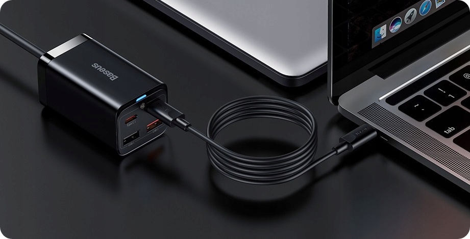 UNIWERSALNA ŁADOWARKA SIECIOWA LISTWA ZASILACZ 4x USB USB-C QC PD MOC 65W Przewód w zestawie tak