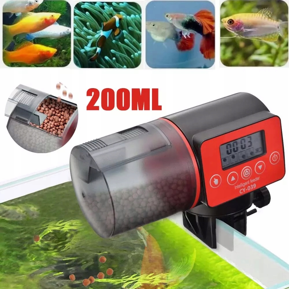 Levně Automatický Akvarijní Krmítko Dávkovač Pro 200 Ml Akvárium Pro Ryby XL