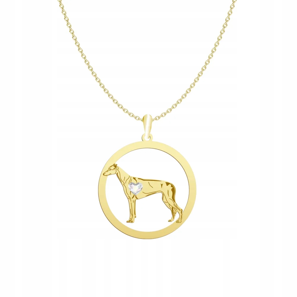 Zlatý náhrdelník s psem Greyhound 925 Žena Gravírování Dedikace Bonus