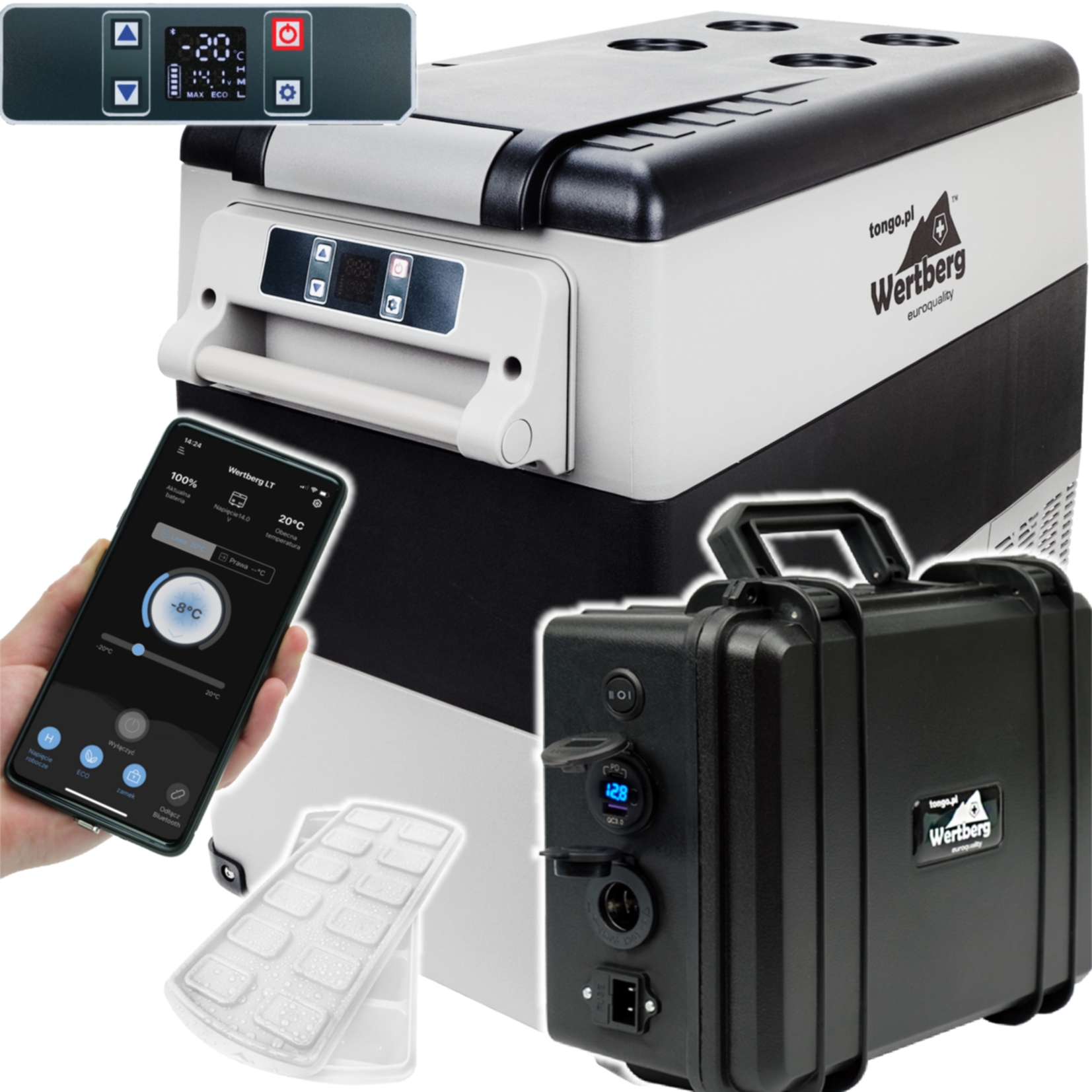 55L samochodowa lodówka sprężarkowa -20°C 12V/24V|230V bluetooth akumulator