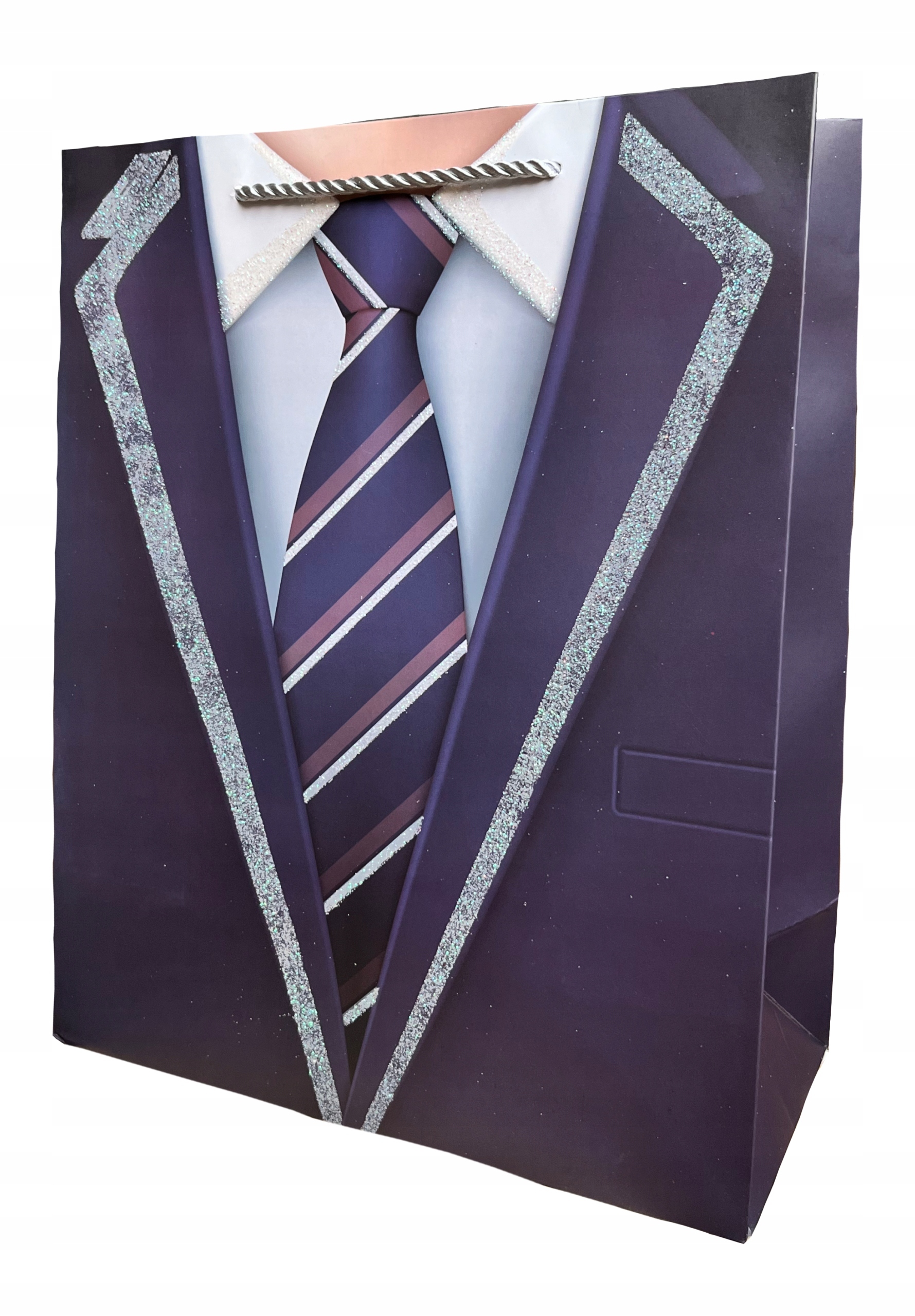 TORBA PREZENTOWA MĘSKA KRAWAT W PASY 32x26x12cm