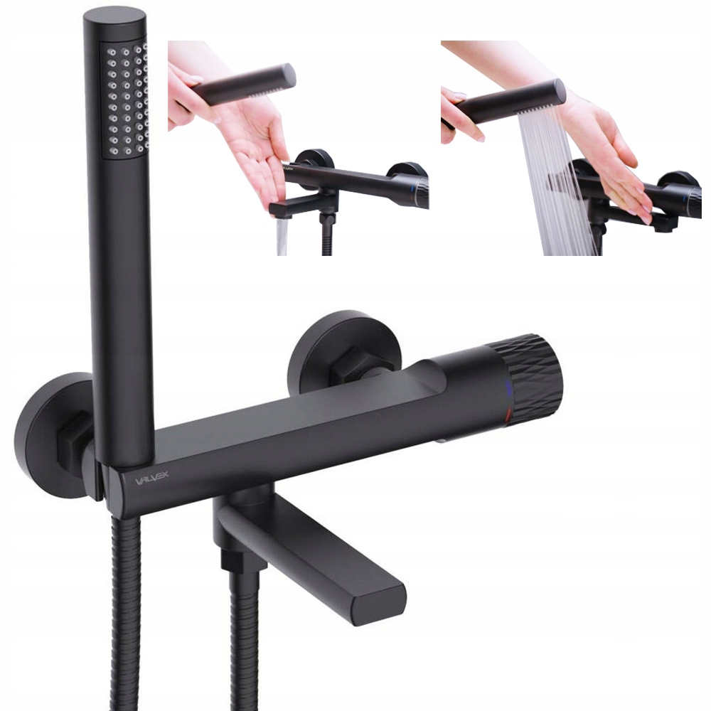 Kúpeľňová Vaňová Stenová Batéria Valvex Poľsko Decor Čierna