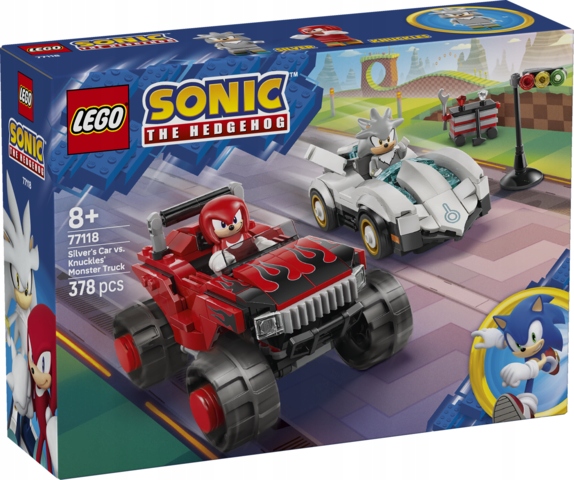 Lego Sonic Silver v autě versus Knuckles v monster trucku 77118