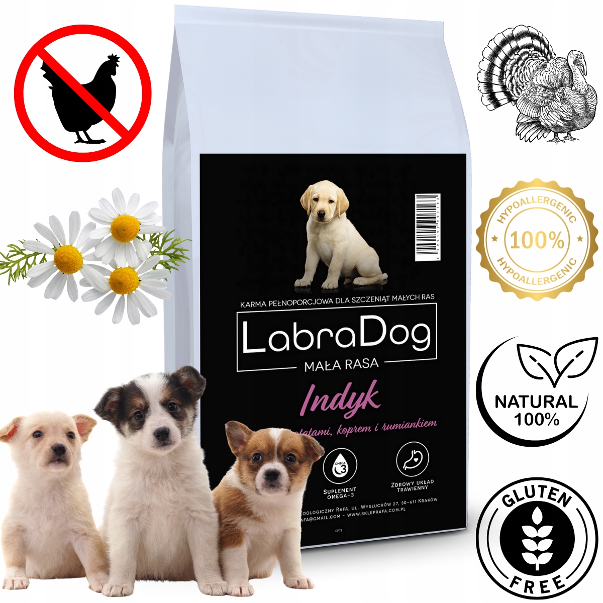 Levně LabraDog Superfood Puppy Krůta s kachnou a heřmánkem na slzné skvrny 2 kg