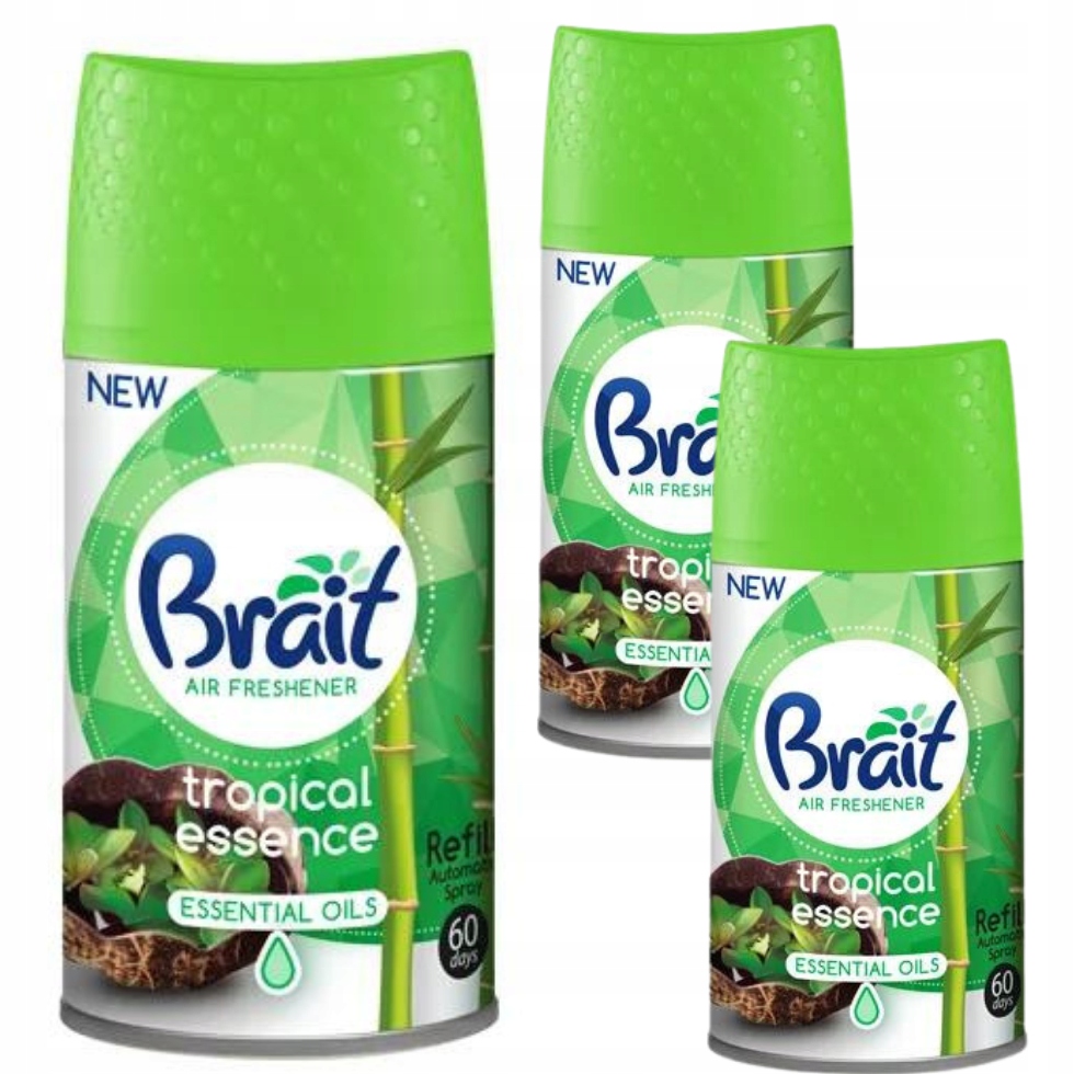 Odświeżacz Powietrza BRAIT Tropical Essence Wkład Zapas Spray 250ml PAKIET