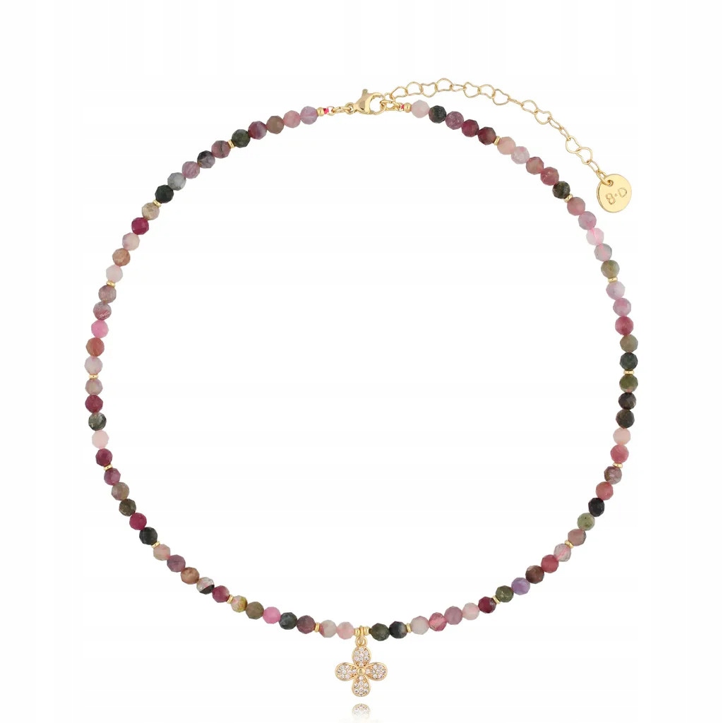 Naszyjnik damski wielokolorowy By Dziubeka koniczynka 44cm