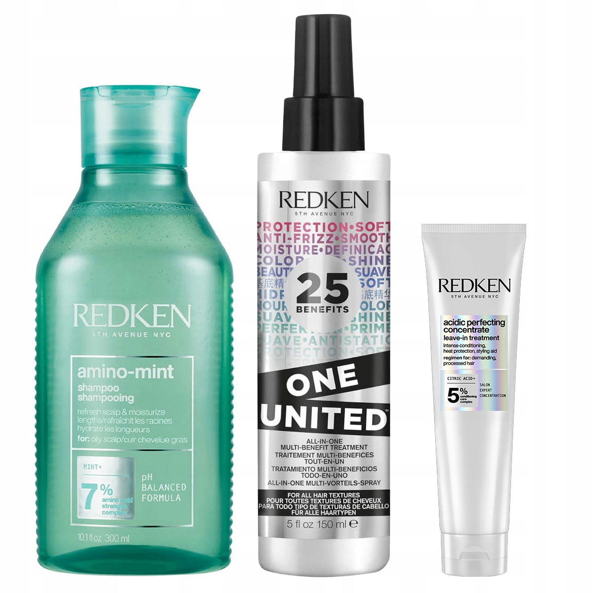 Redken Amino Mint šampon mátový čistící sprej termoochonny sada