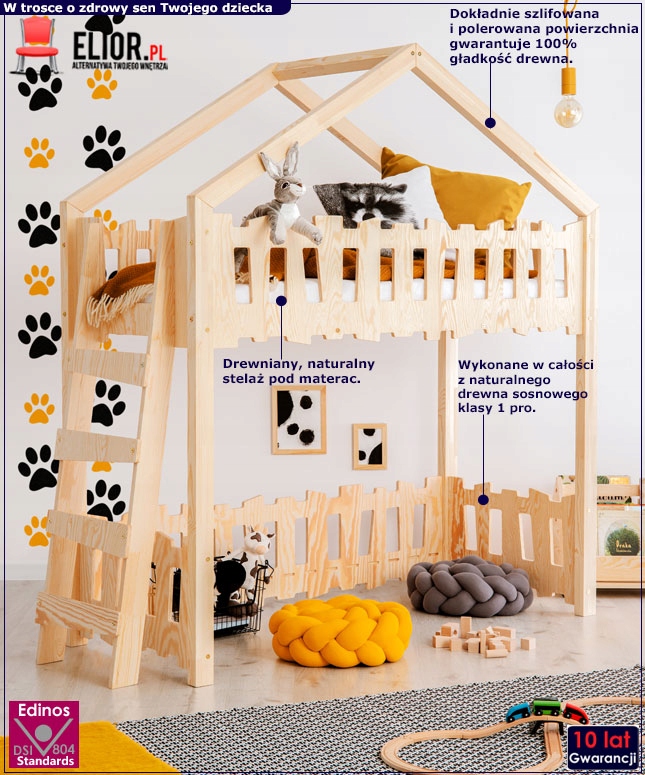 DZIECIĘCE ŁÓZKO PIĘTROWE JEDNOOSOBOWE == DREWNIANE EAN (GTIN) 5904365193511