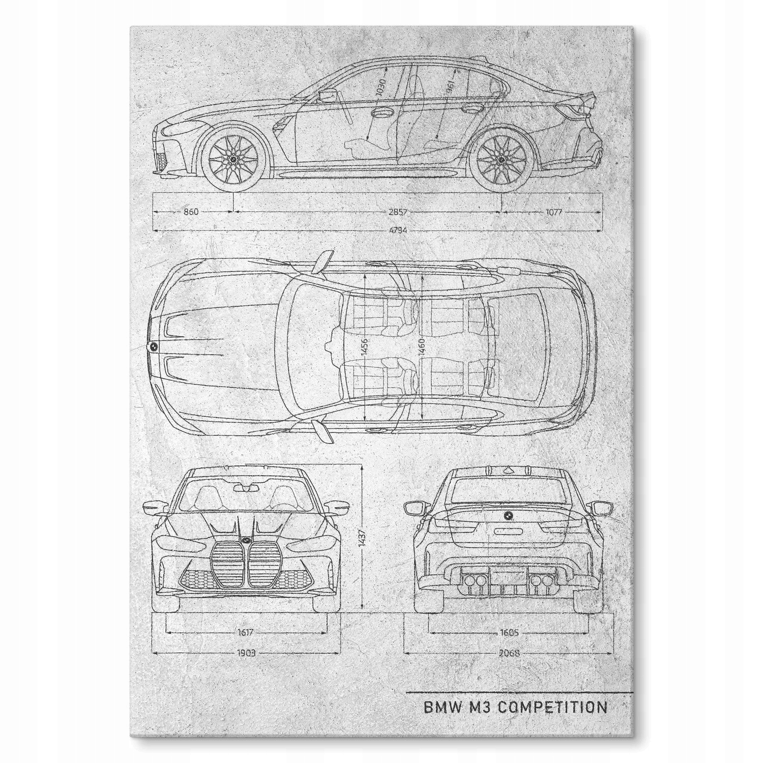 Kovový plakát Bmw M3 Competition Stone Szyld Plech 30 x 42 cm Dárek