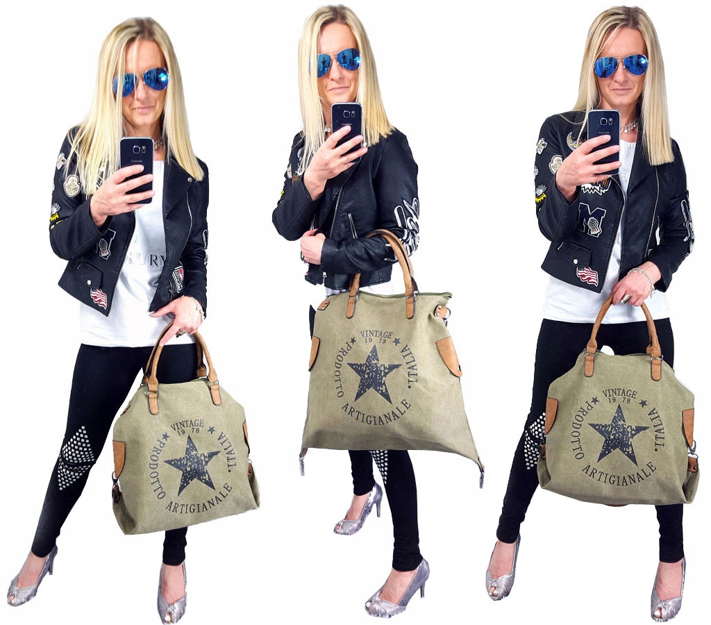 

Torebka Gwiazda Vintage Worek Shopper Bag Torba XL