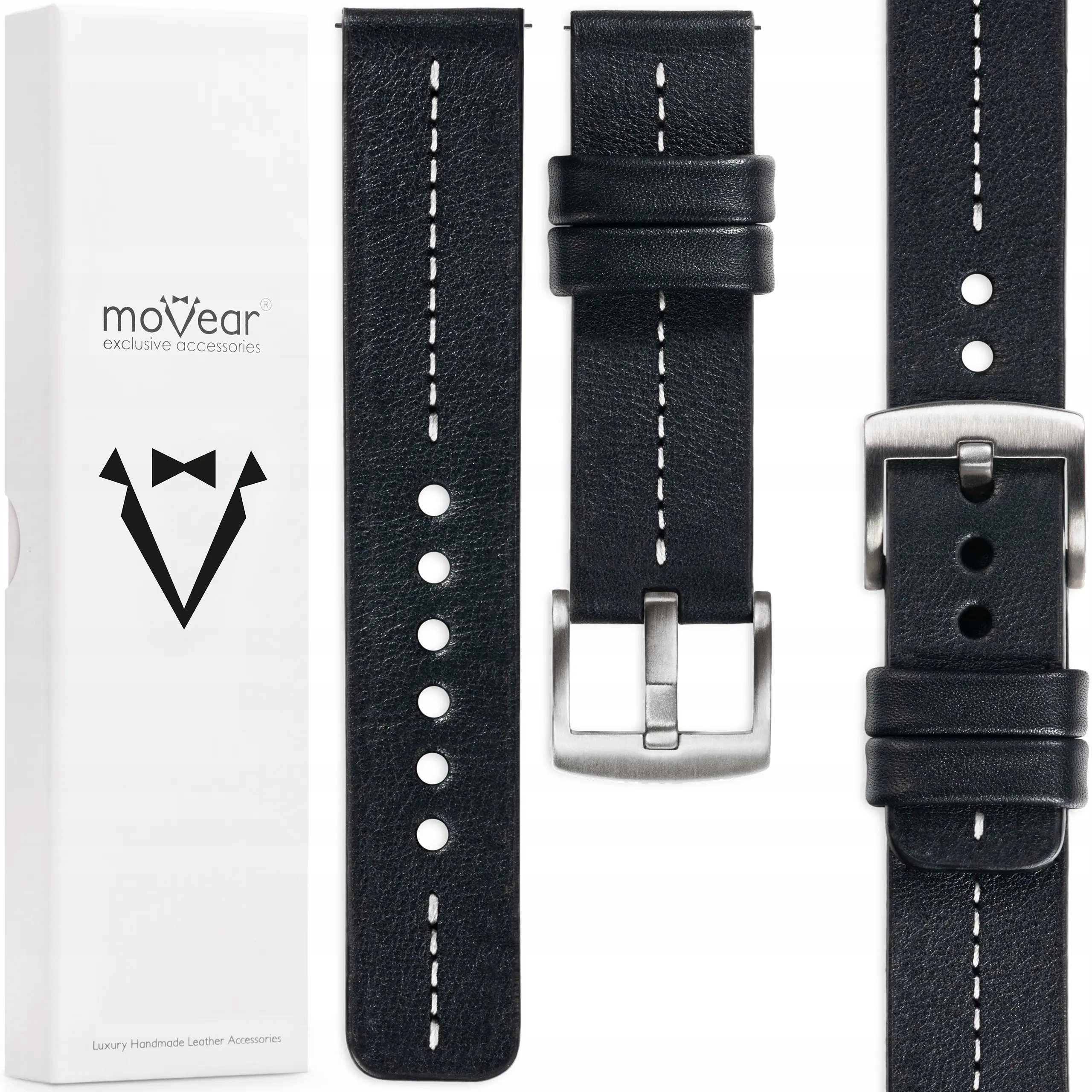 26mm Kožený opasek pro elegantní ručně vyrobené hodinky Movear Polský