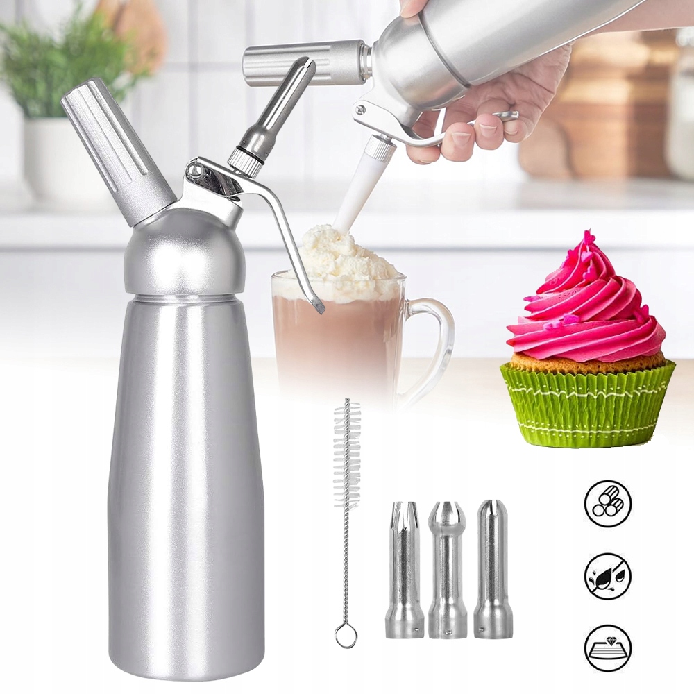 500 ML Hliníkový Sifon Na Šlehačku Se 3 Nástavci Z Nerezové Oceli
