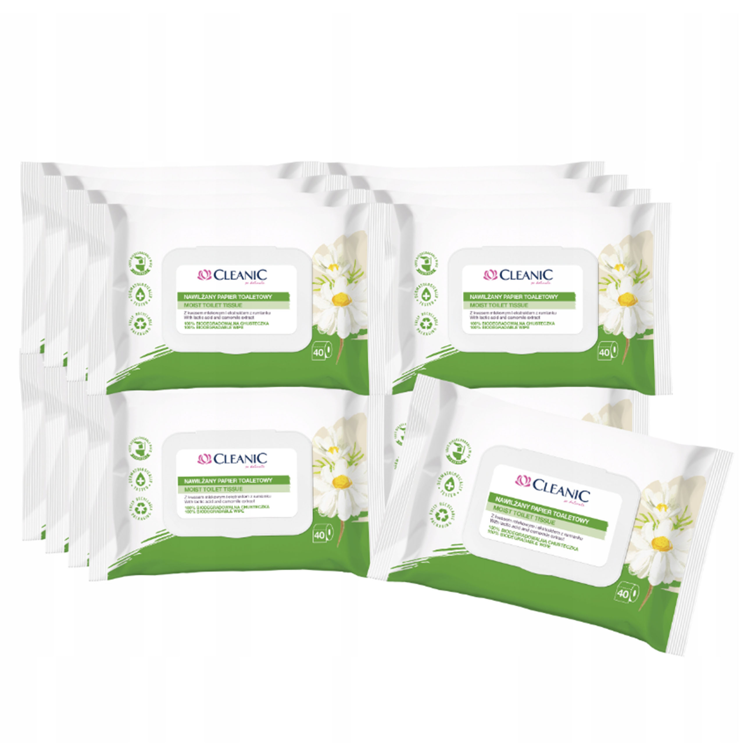 16 x Cleanic Nawilżany papier toaletowy 40 szt