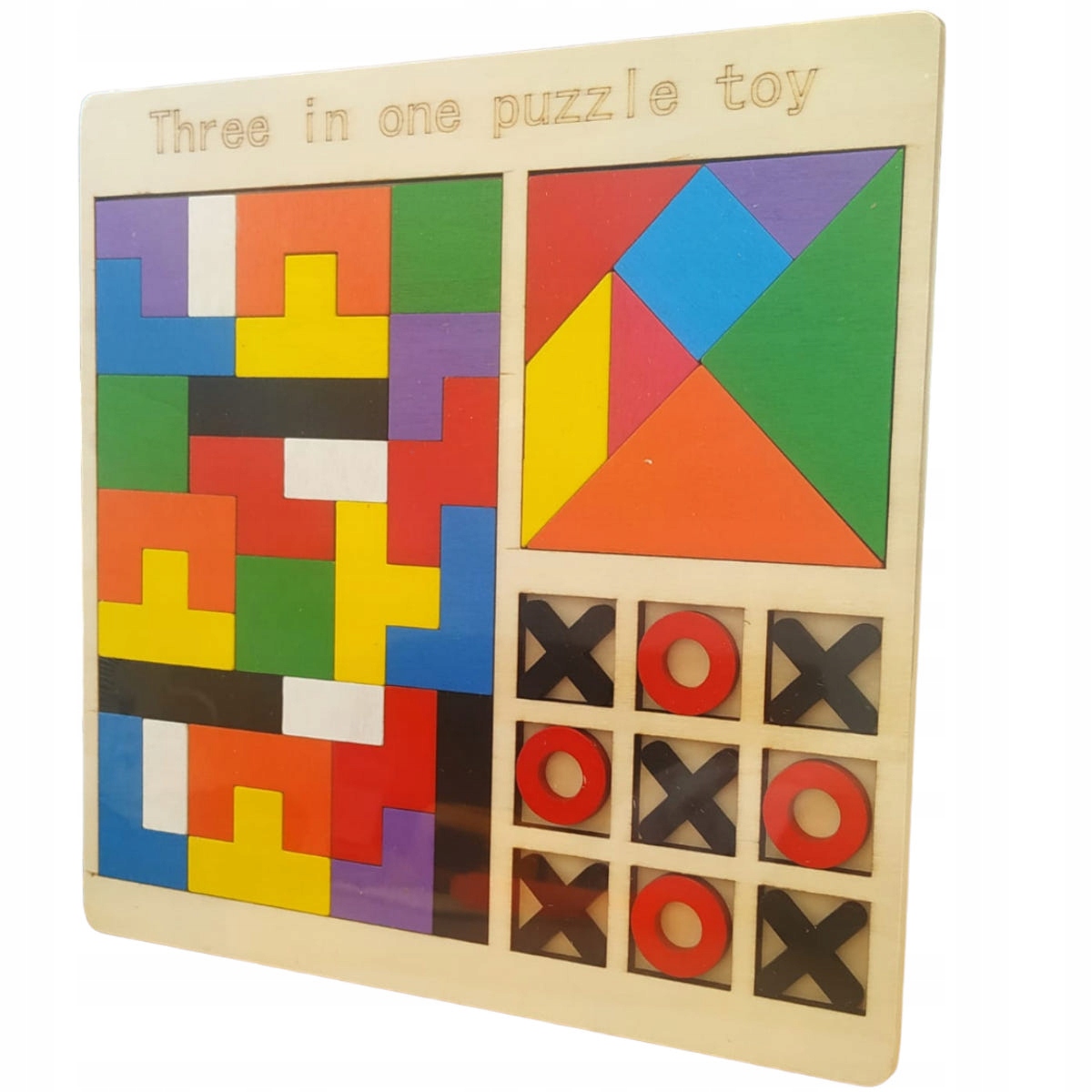 ZESTAW GIER LOGICZNYCH DLA DZIECI DREWNIANYCH 3w1 tangram tetris kółko Szerokość produktu 22.5 cm