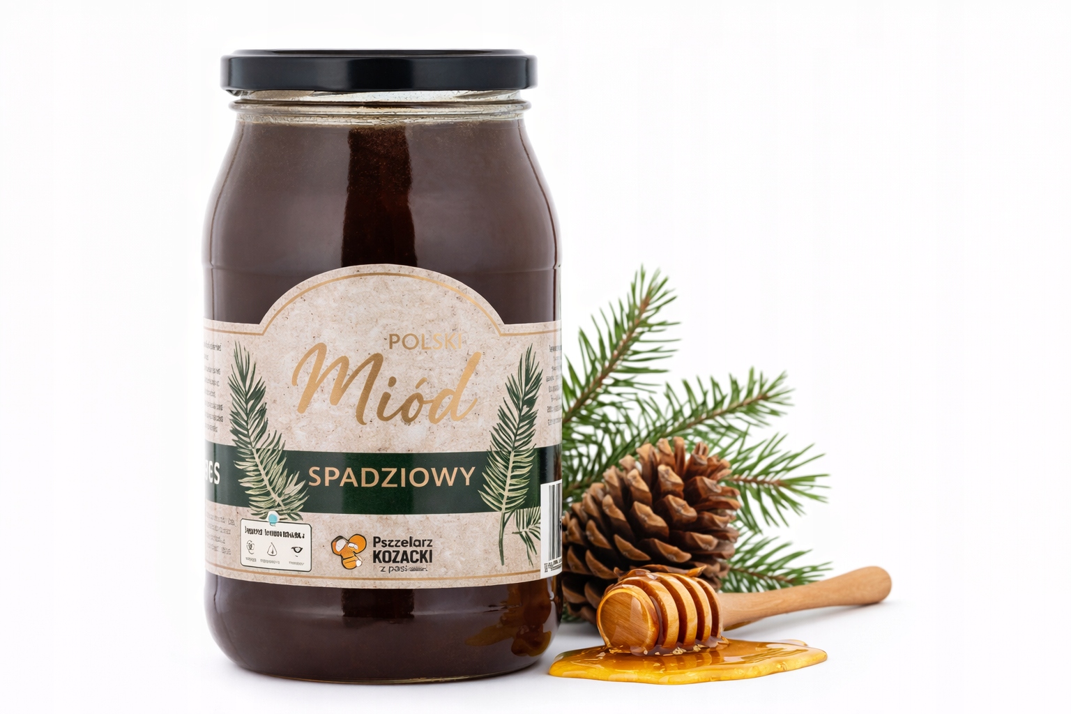 Medovicový med Pszczelarz Kozacki 1,25 kg Polský přírodní čerstvý med 2025