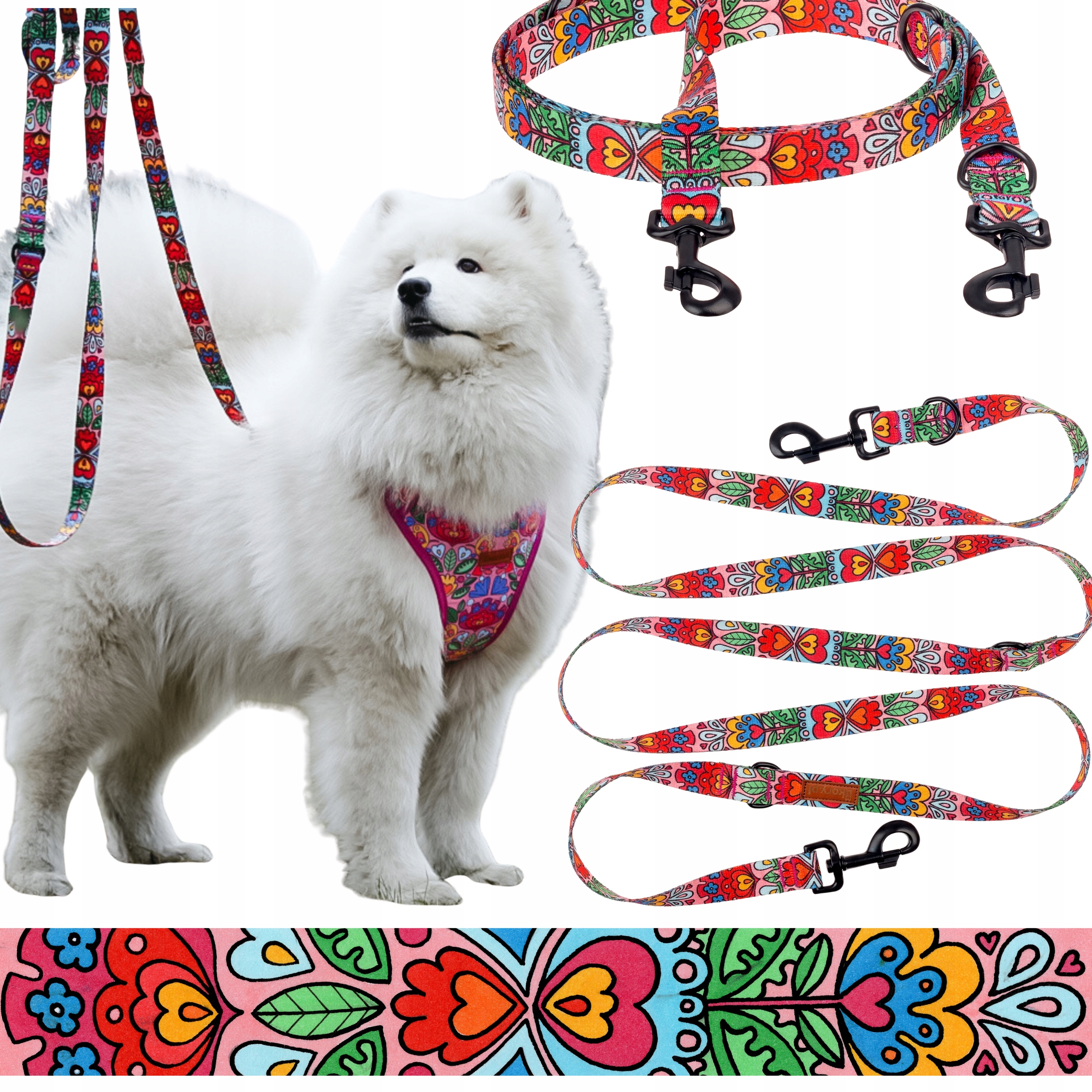 Levně Vodítko pro velkého psa od 20 kg max 2,4 m 25 mm Ukory Folklor