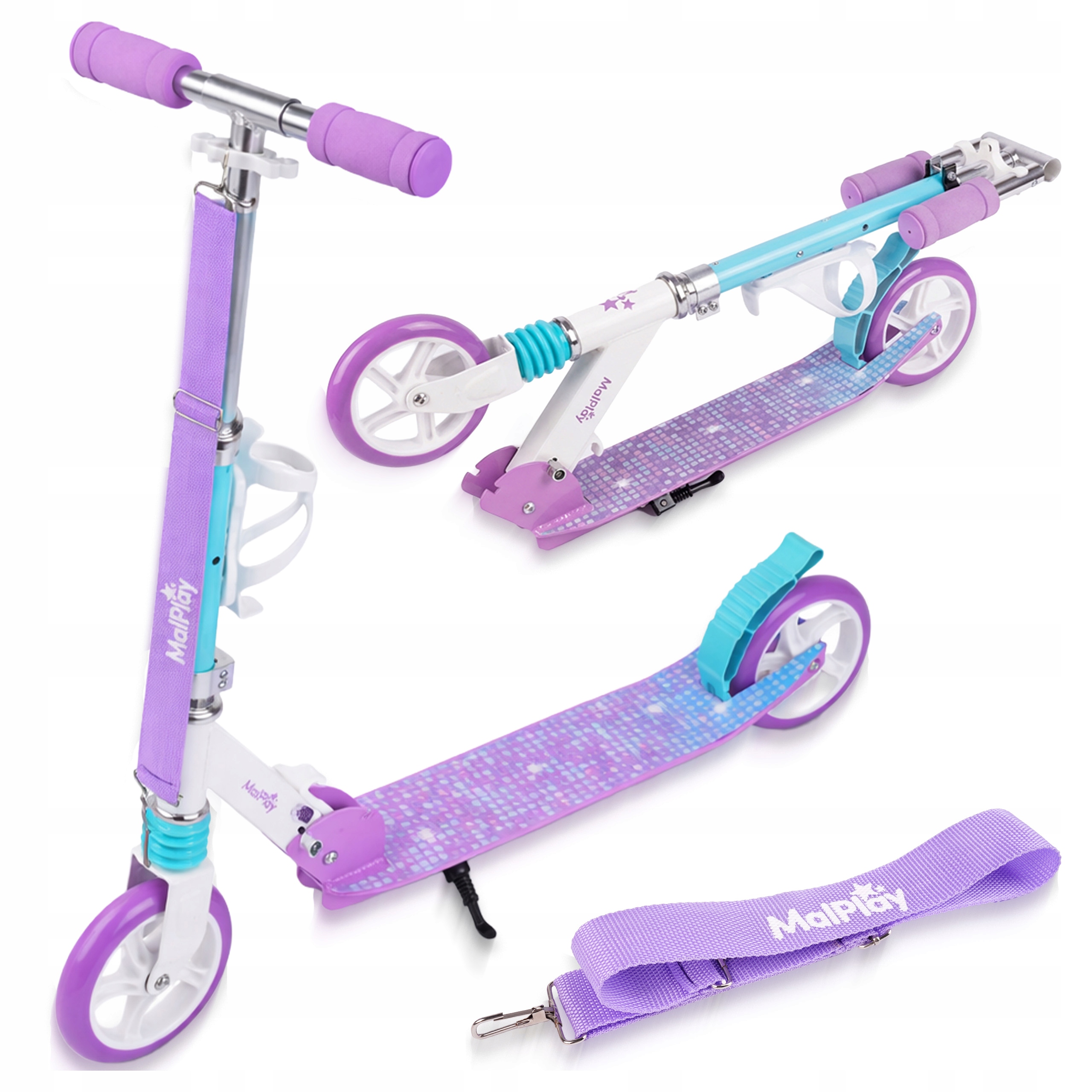 Hulajnoga Składana Z Paskiem I Uchwytem Na Bidon Lekka Amortyzowana ABEC-7