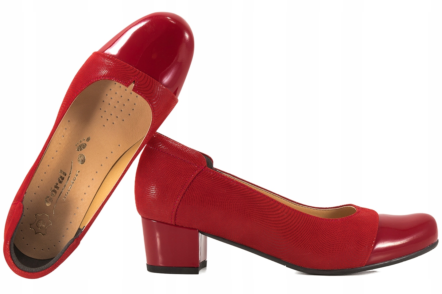 Góral 1160 Kožené Lodičky Dámské Polobotky Na Podpatku červené 39