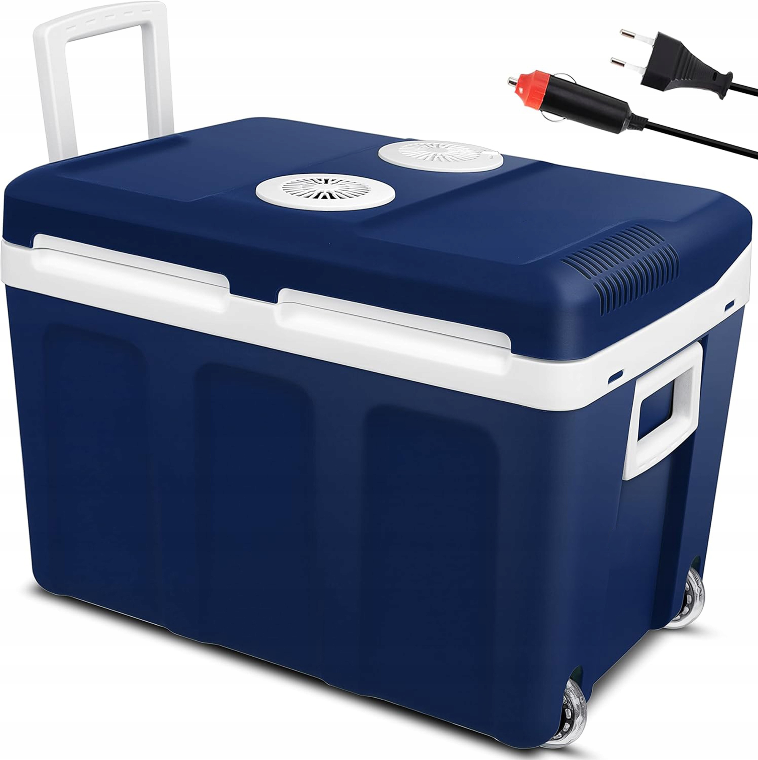 MOCNA LODÓWKA TURYSTYCZNA PRZENOŚNA SAMOCHODOWA 12V 230V UCHWYT KÓŁKA 42L